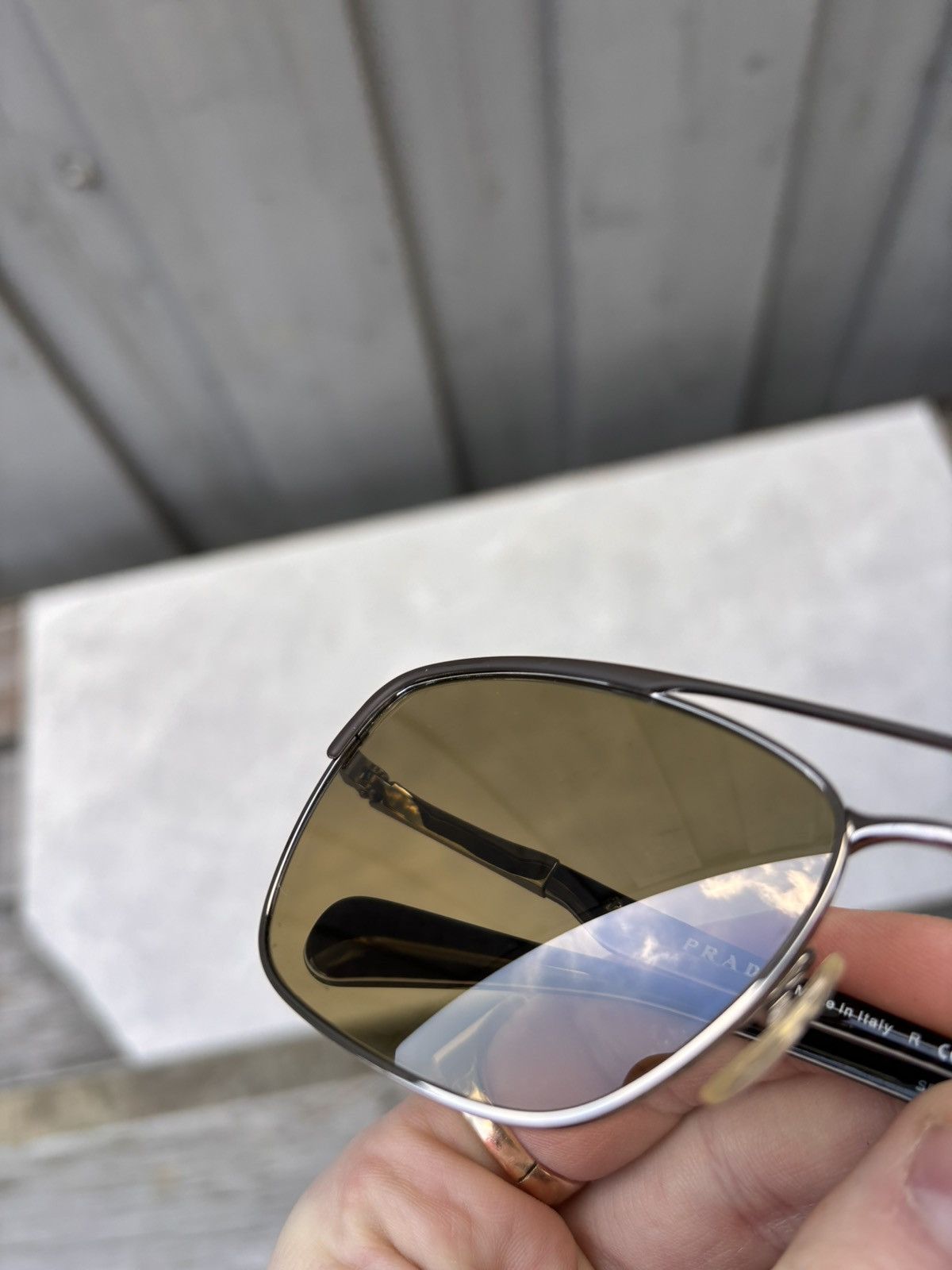 Designer × Prada Prada Sunglasses SPR 50Q Metal Chrome Aviator Wayfarer Bar Size ONE SIZE - 18 Thumbnail