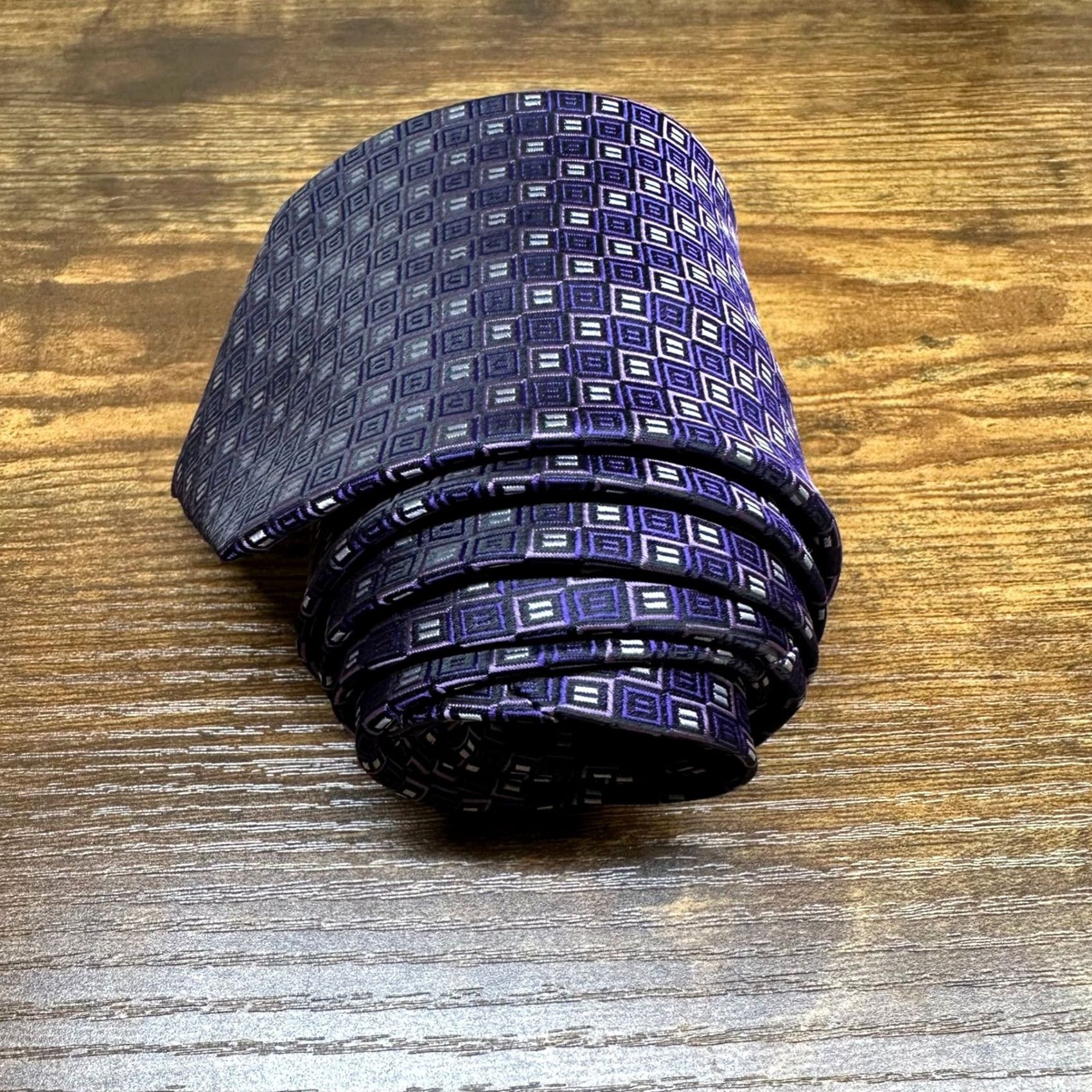 Coogi COOGI Tie Geometric Purple Black Silver Polyester Neck Tie 3.25" 58" Mens Size ONE SIZE - 2 Thumbnail