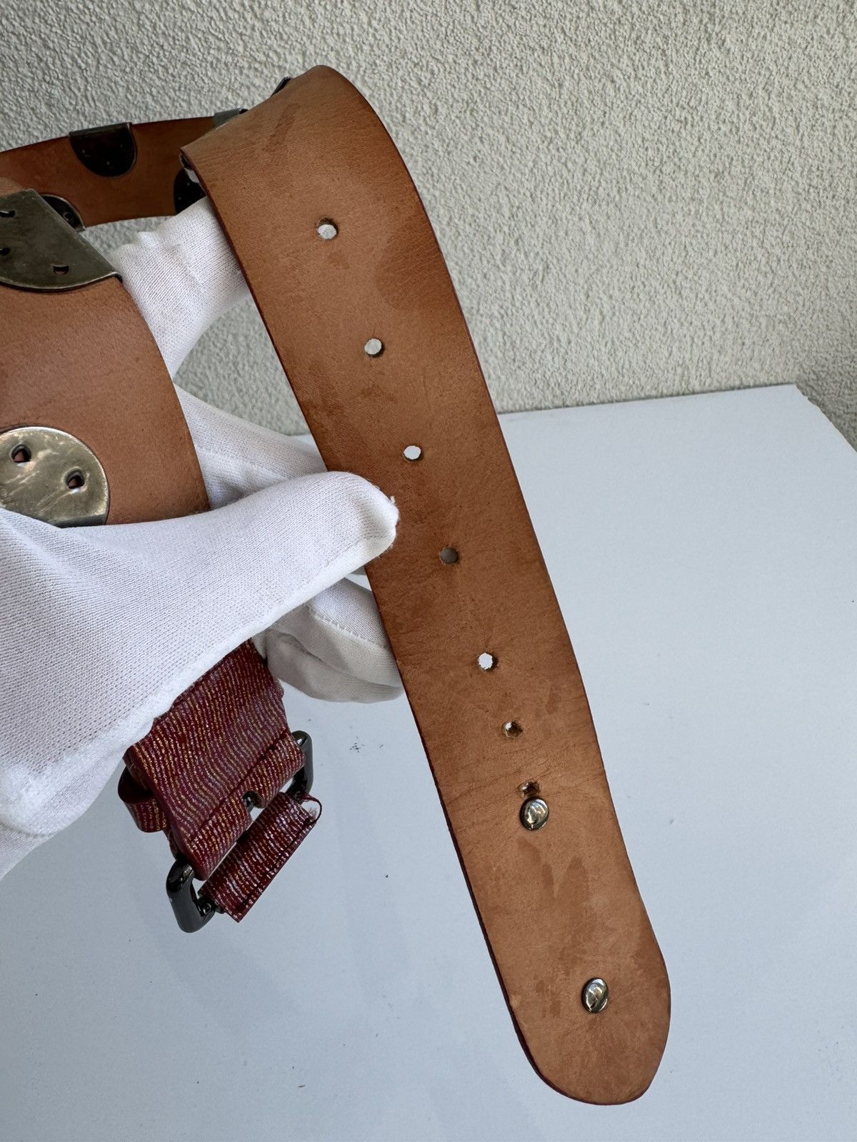 John Galliano John Galliano Belt Red Metal Studded Vintage Size ONE SIZE - 6 Thumbnail