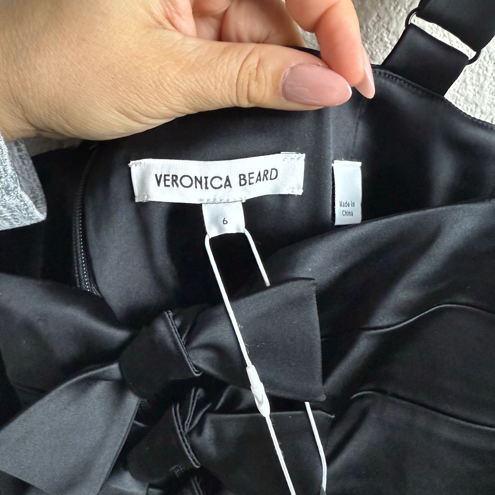 Veronica Beard VERONICA BEARD Kennedy Bow Black Satin Mini Dress Size M / US 6-8 / IT 42-44 - 14 Thumbnail