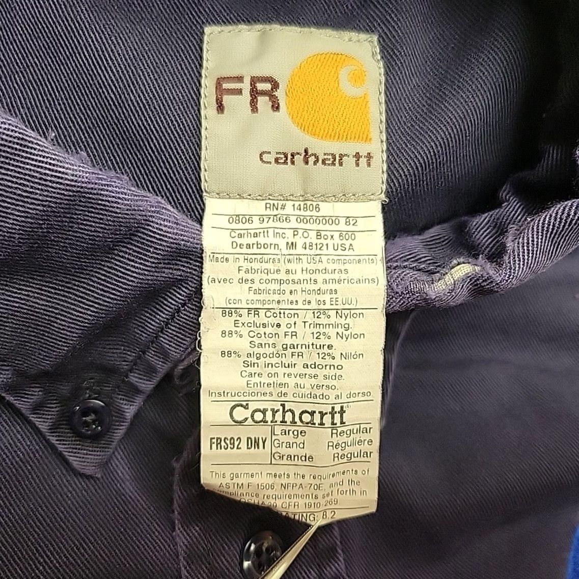 Carhartt Carhartt FR Shirt Men L Blue Flame Fire Resistant Long Sleeve Workwear Shirt Size US L / EU 52-54 / 3 - 5 Thumbnail