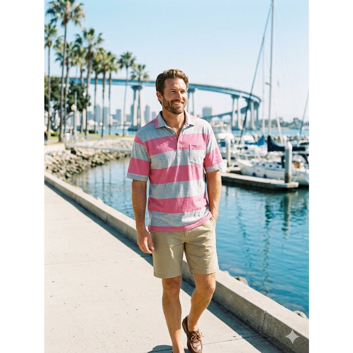 johnnie-O Johnnie-O Striped Polo | XLarge | EUC | Pink & Grey Size US XL / EU 56 / 4 - 5 Thumbnail