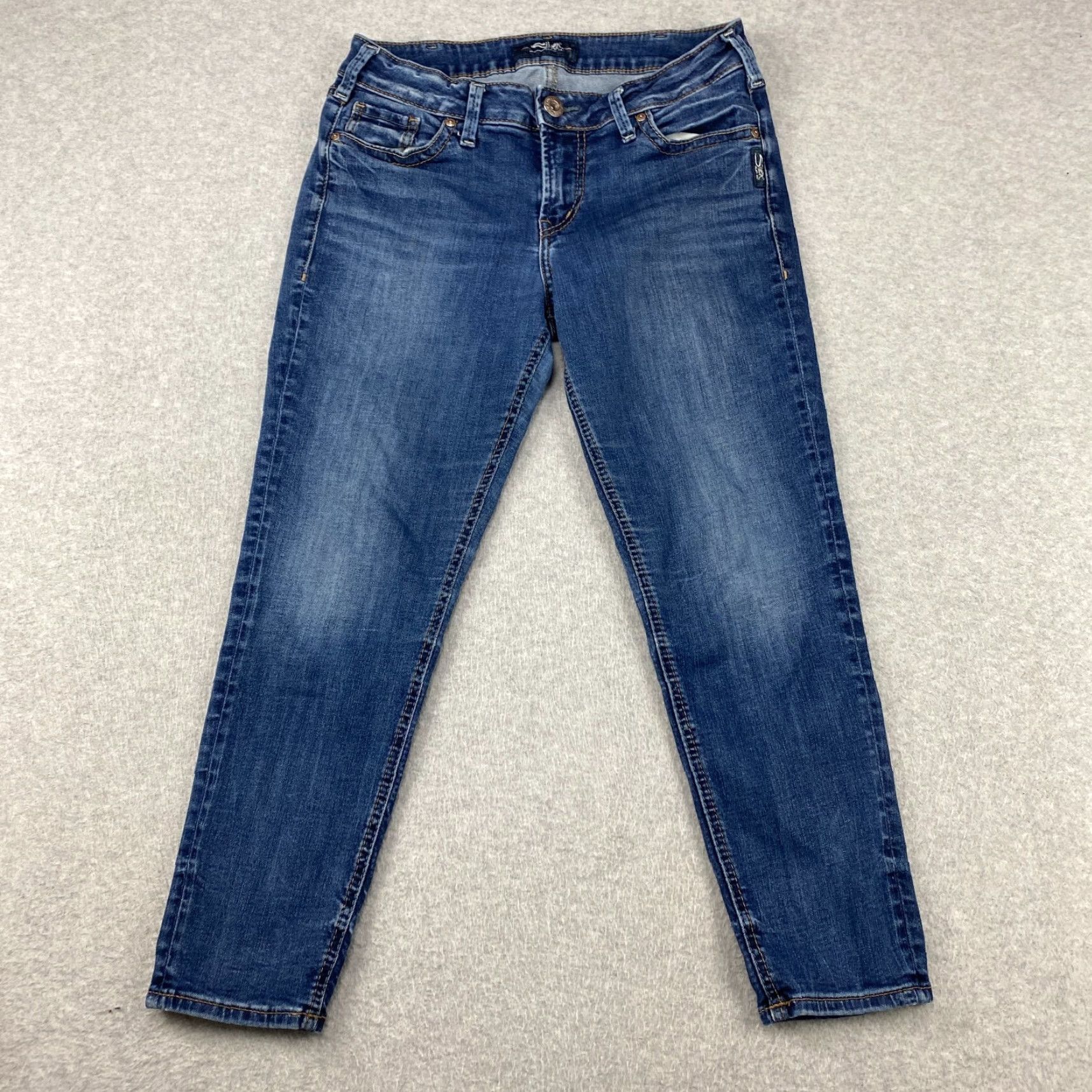 Silver Jeans Co. Silver Jeans Suki Skinny Crop Jeans Womens 30 x 25 Blue Stretch Mid Rise Denim Pants Size 30" / US 8 / IT 44 - 2 Thumbnail