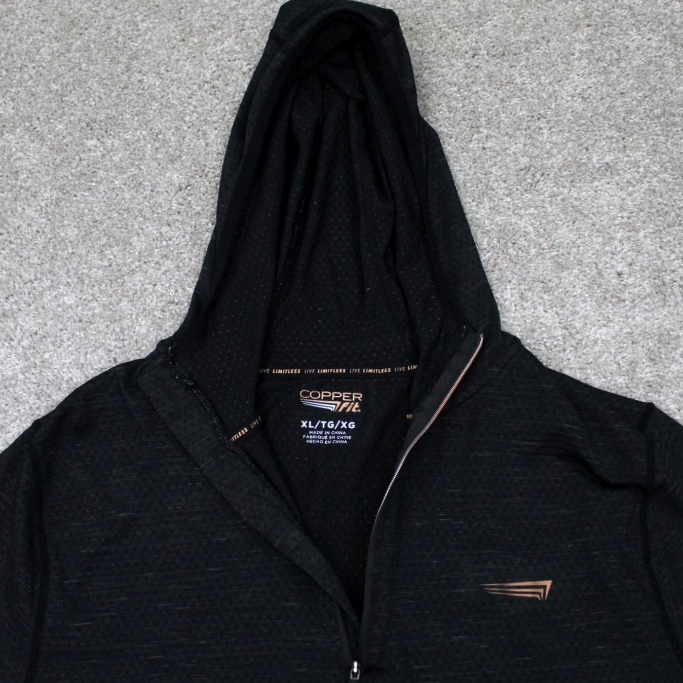 Vintage Copper Fit Hoodie Mens XL Black 1/4 Zip Polyester L/S Hooded Sweatshirt Size US XL / EU 56 / 4 - 7 Thumbnail