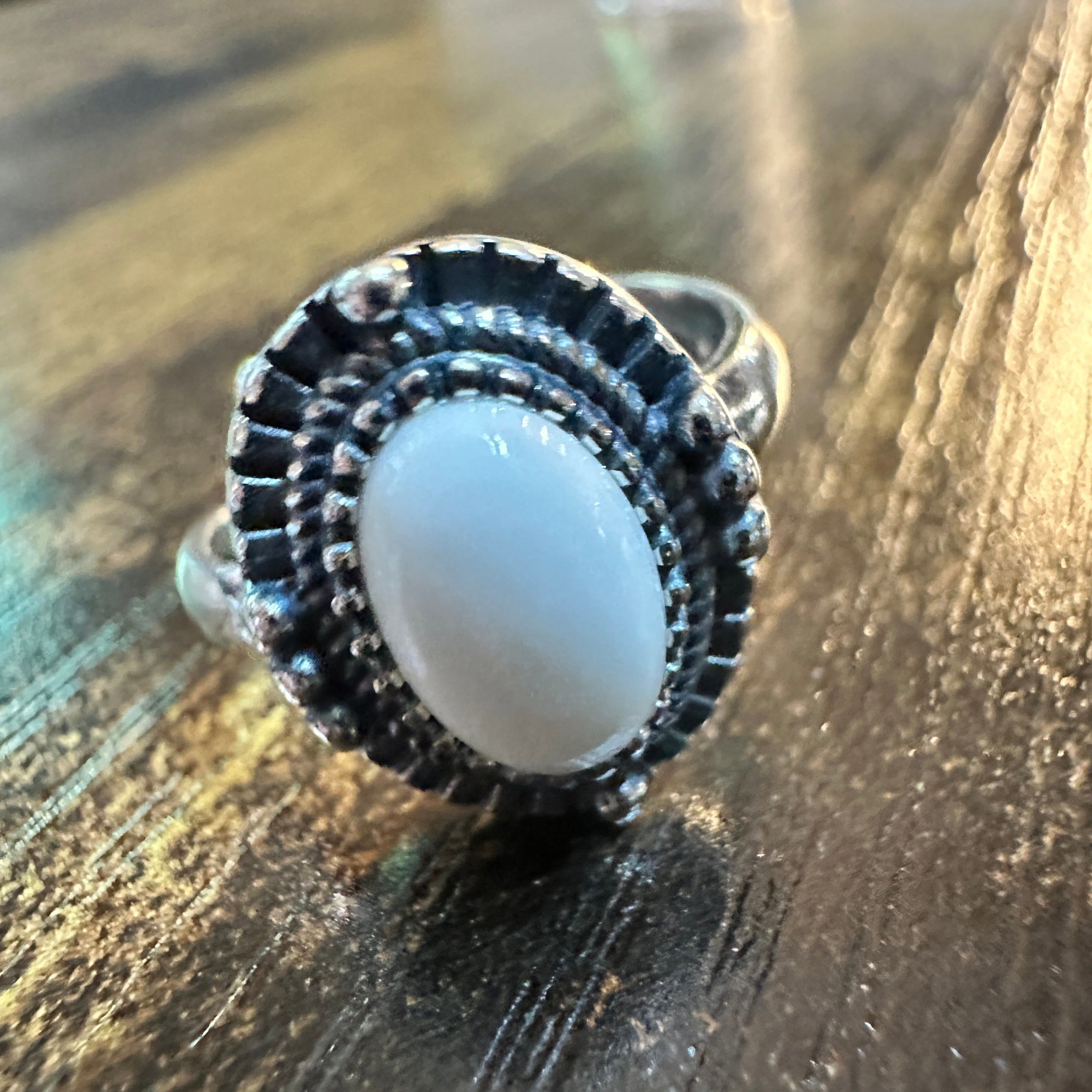 Other Boho Native American Radiant White Agate Statement Ring, Ste Size ONE SIZE - 4 Thumbnail
