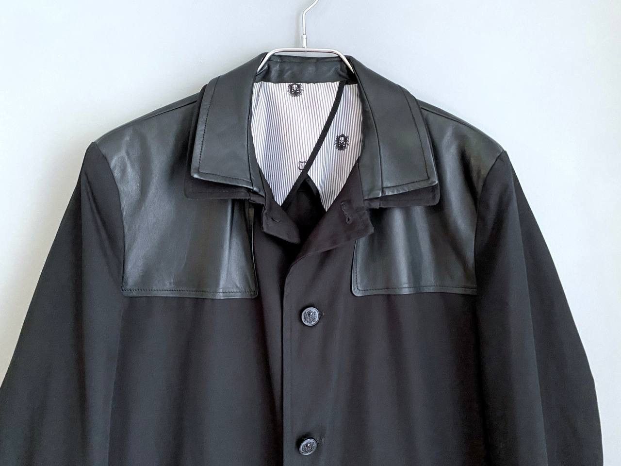 Designer × The Kooples The Kooples Men's Cotton Trench Coat With Leather Inserts, M Size US M / EU 48-50 / 2 - 3 Thumbnail