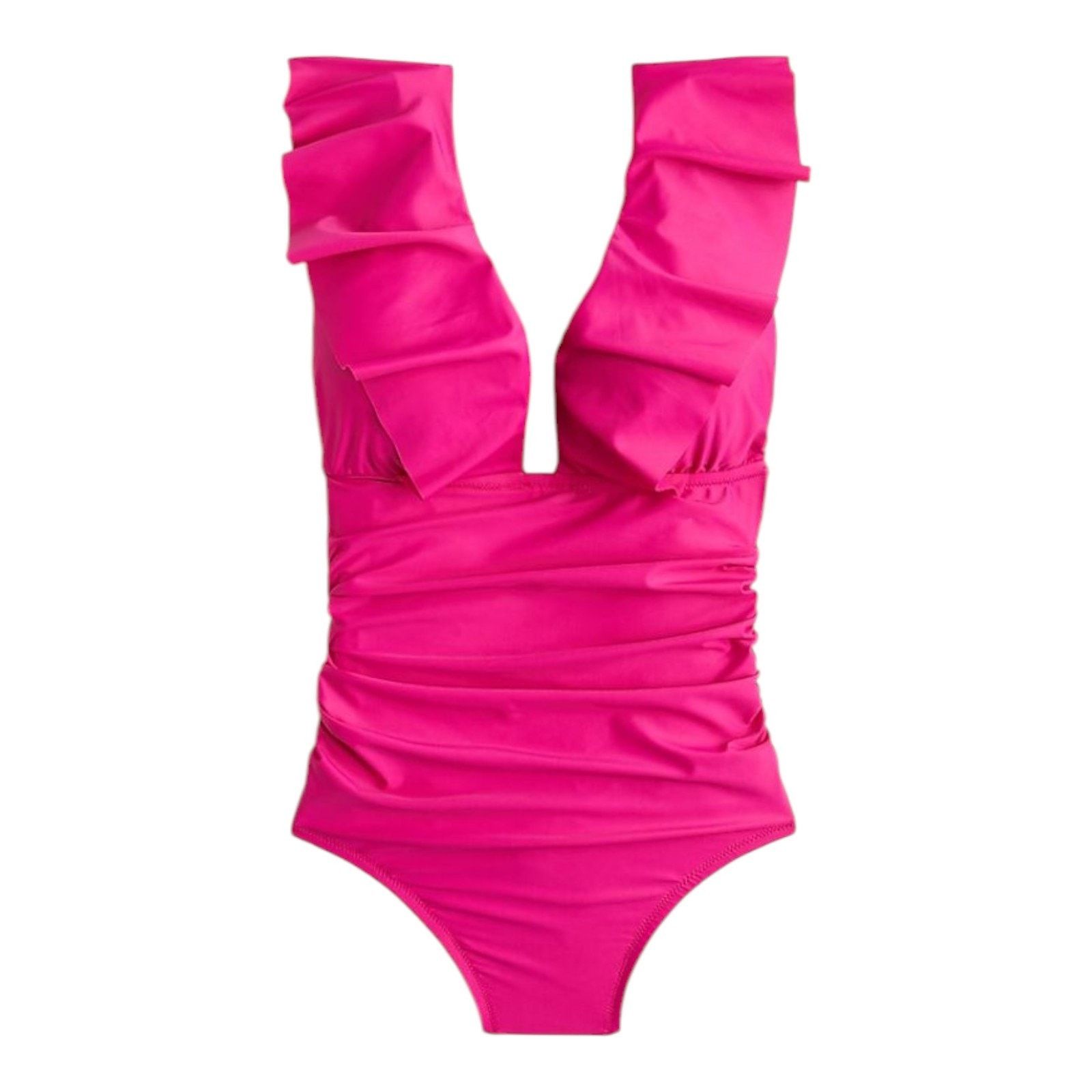 J.Crew NWT Women's J.Crew Ruched Ruffle One-Piece, Fuchsia, Size 6 Size M / US 6-8 / IT 42-44 - 1 Thumbnail
