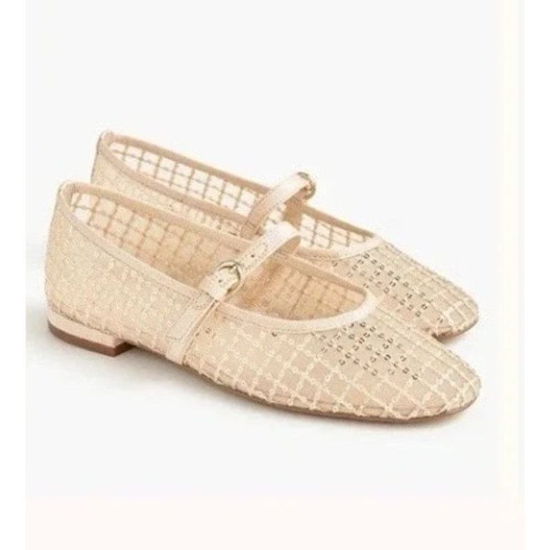 J.Crew NWT J.Crew Gold Sequin Mary Jane Ballet Flats Size US 10.5 / IT 40.5 - 1 Thumbnail