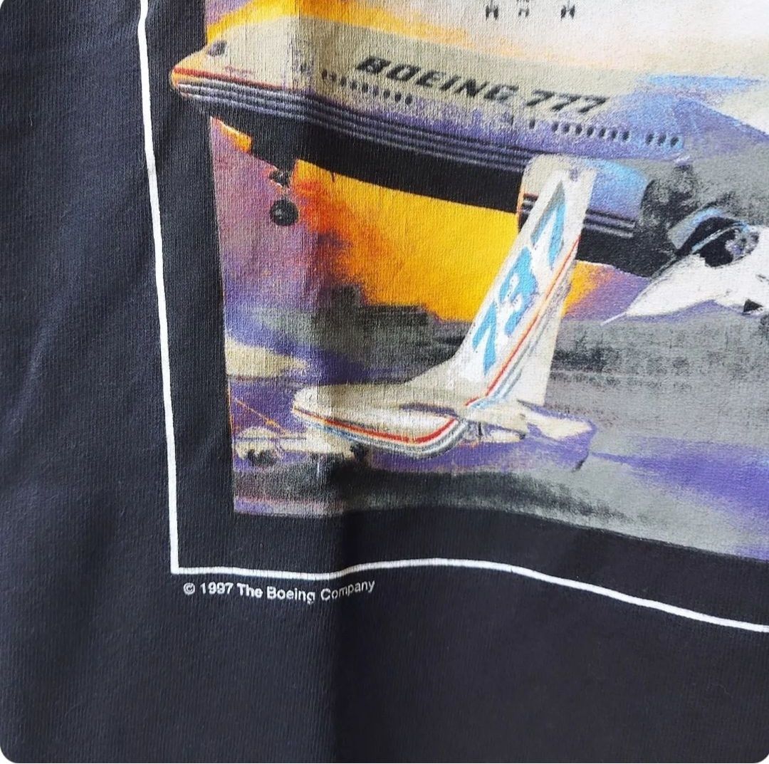 Vintage Vtg 90s Boeing 'graphic jets' Tshirt Size US XL / EU 56 / 4 - 4 Thumbnail