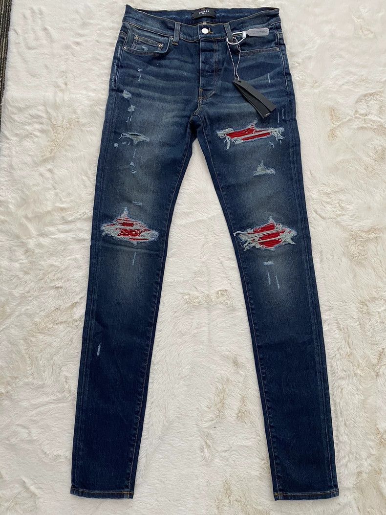 Amiri Amiri Blue red Anacardium occidentale flower MX1 patchwork Size US 32 / EU 48 - 1 Thumbnail