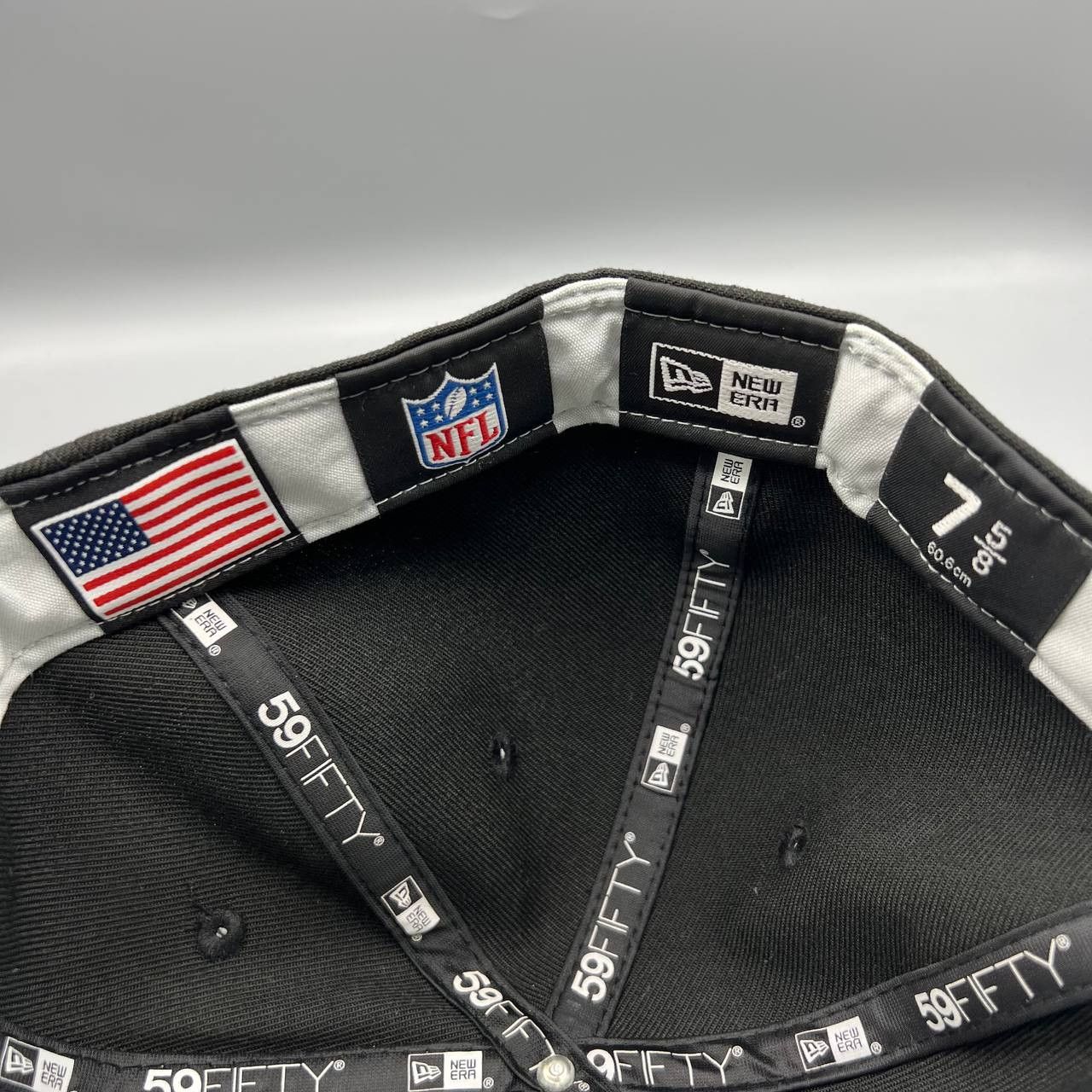 New Era Las Vegas Raiders Hat Men 7 5/8 Black NFL Fitted Cap Size ONE SIZE - 5 Thumbnail
