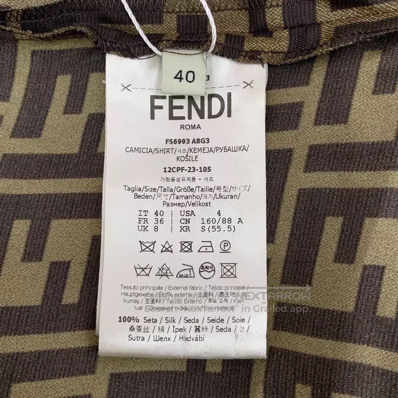 Fendi Fendi 23 Model Dark Brown Double F Monogram Printed Silk-C Size XS / US 0-2 / IT 36-38 - 7 Thumbnail