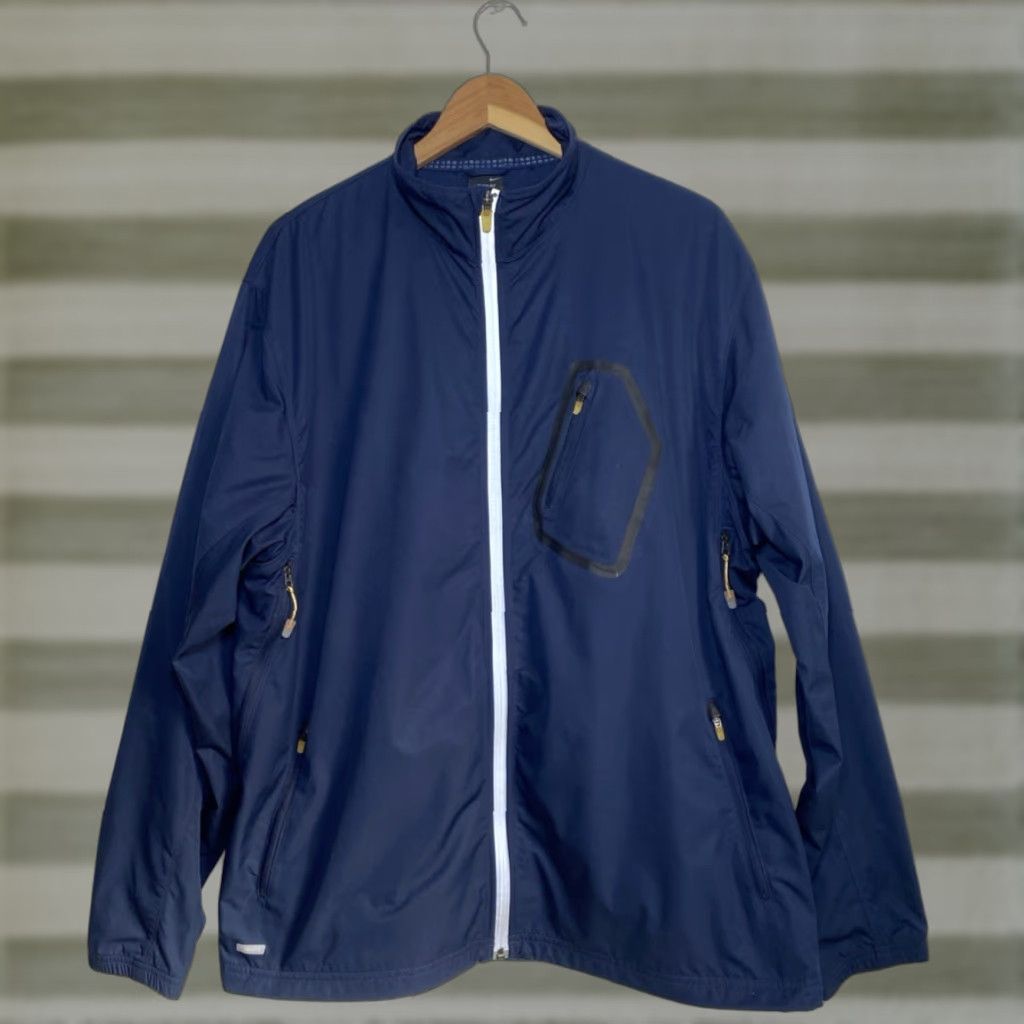 Nike VINTAGE Nike Men’s Clima-Fit Windbreaker Jacket XL Navy Zip Full-Size Wind-Resistant Pocketed Cross Training activewear Mens Size US XL / EU 56 / 4 - 1 Thumbnail