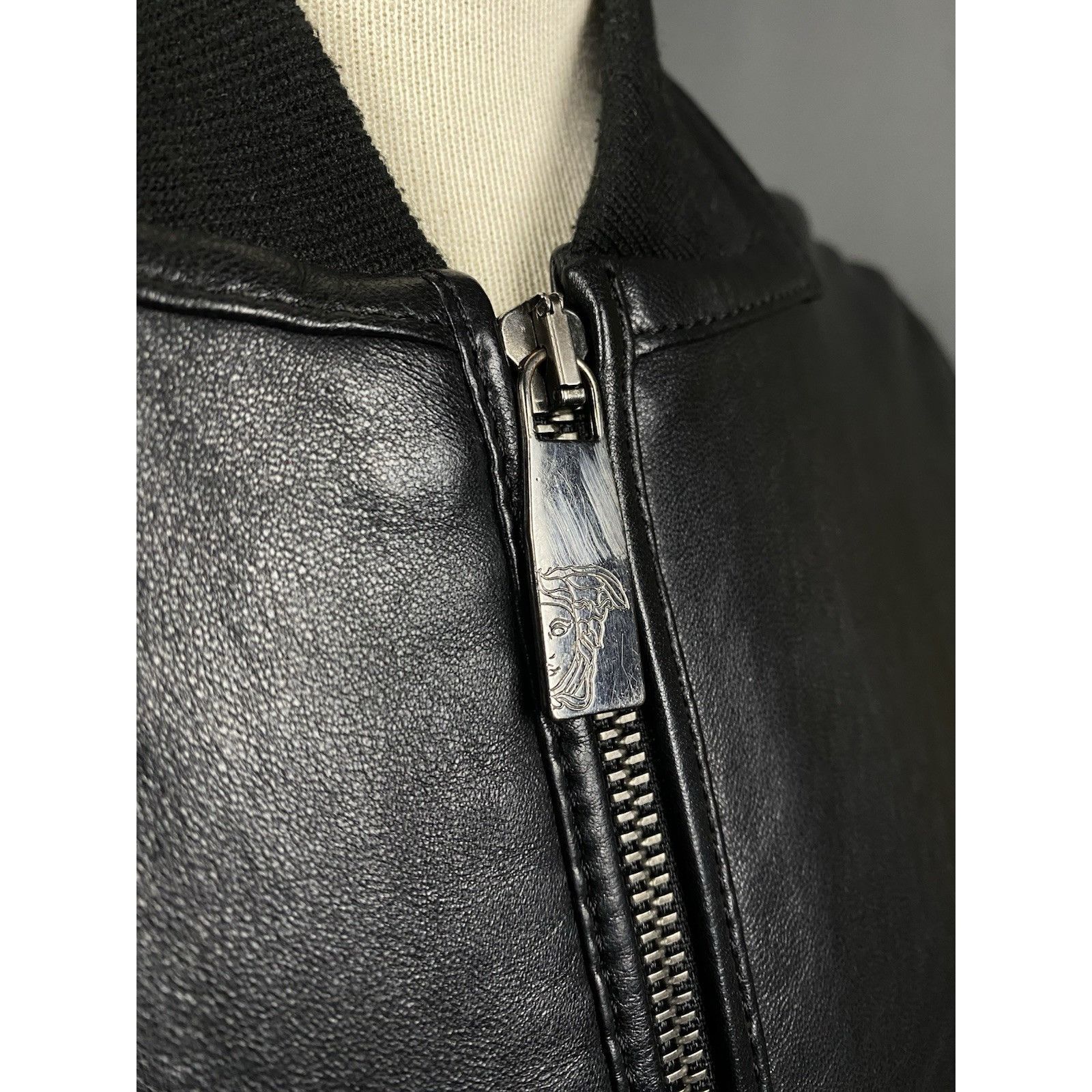 Versace Versace Collection Men's Black Leather Bomber Jacket Size 5 Size US M / EU 48-50 / 2 - 8 Thumbnail