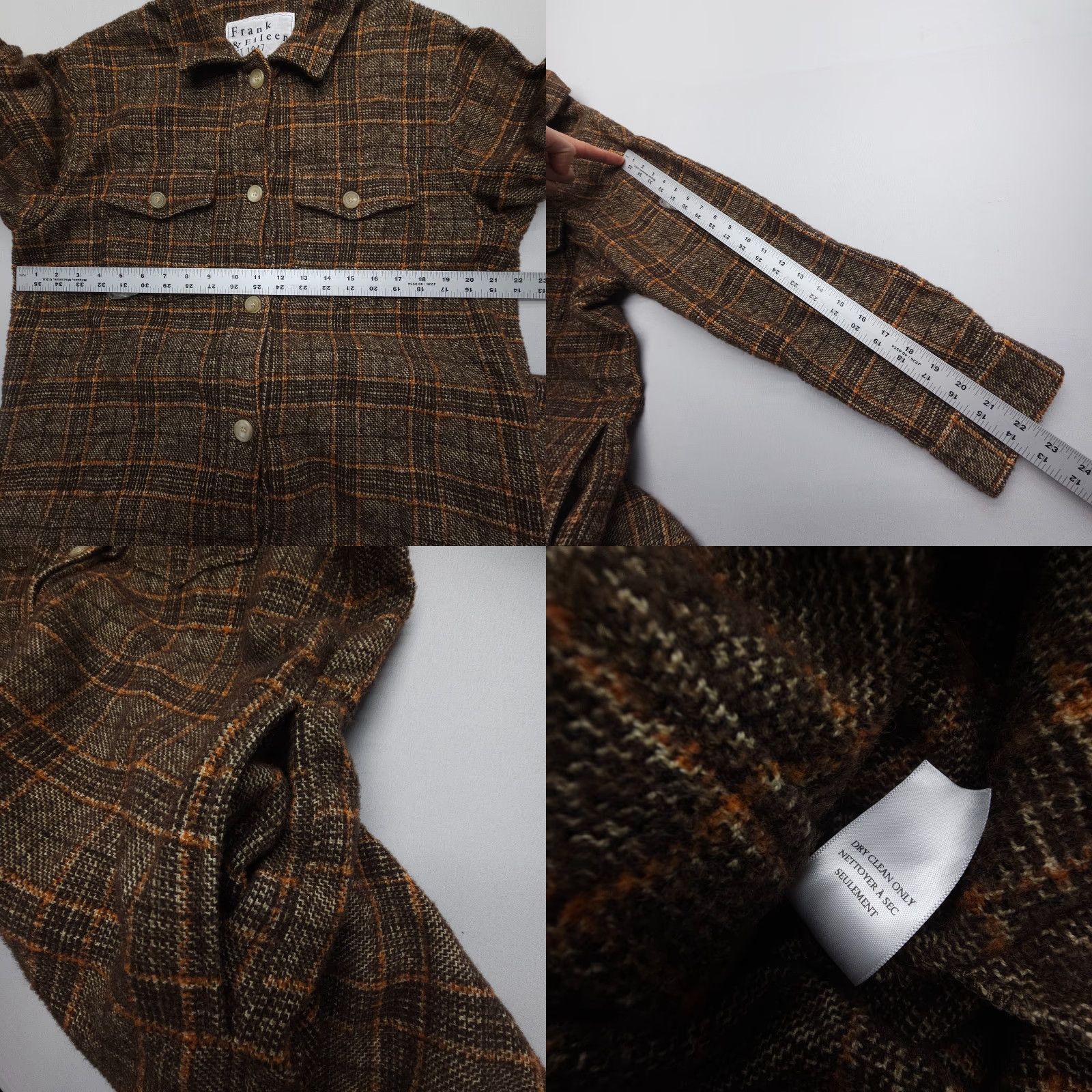 Frank & Eileen VINTAGE Frank & Eileen Gavin Wool Shirt Jacket Womens Small Plaid Oversized Lagenlook Adult Small Brown Polo Ecology? Size S / US 4 / IT 40 - 8 Thumbnail