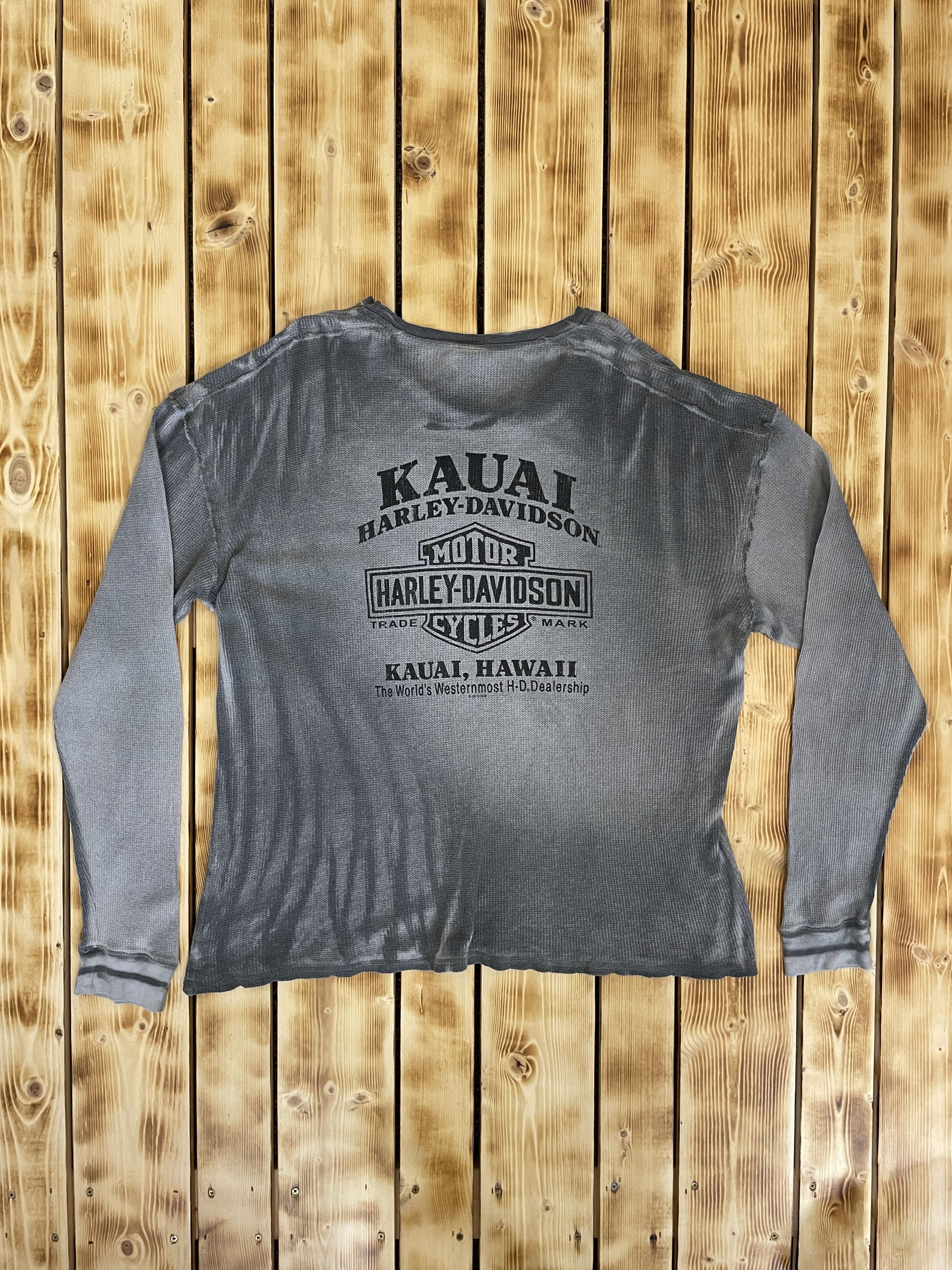 Band Tees 2017 Harley Davidson LongSleeve Skull Faded Print Kauai 2013 Size US XL / EU 56 / 4 - 7 Thumbnail