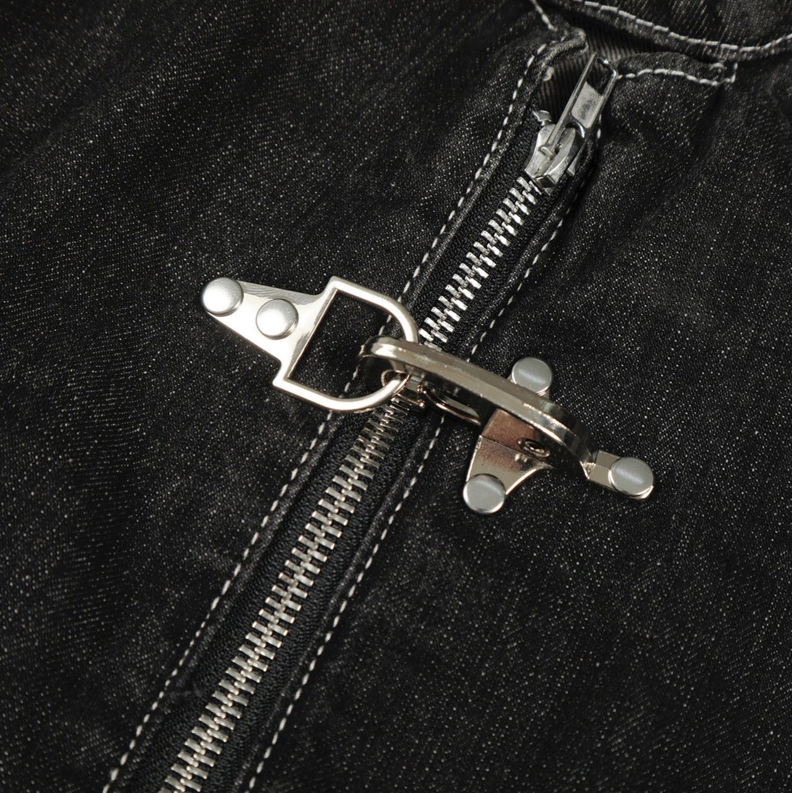 Japanese Brand Black Buckle Front Denim Jacket, Slim Fit Outerwear Size US XL / EU 56 / 4 - 4 Thumbnail