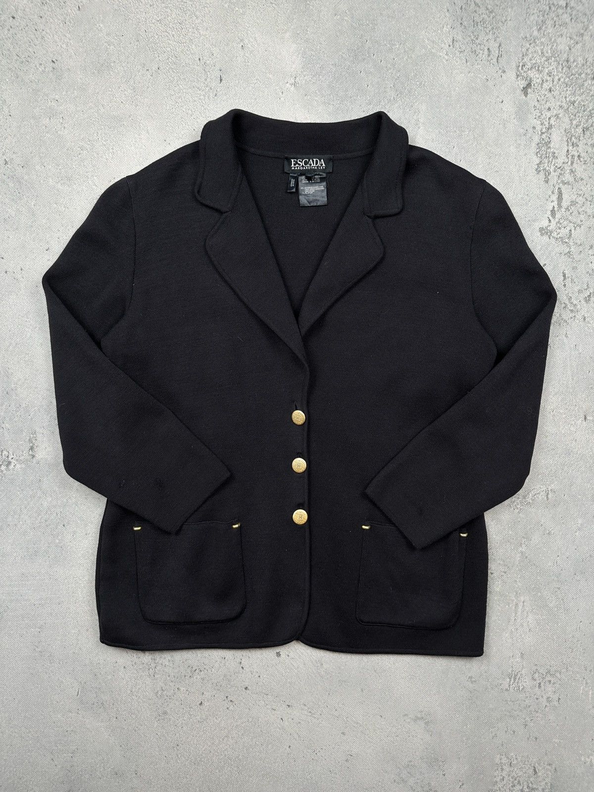 Escada Vintage Escada Margaretha Ley Black Wool Blazer Cardigan 80s Size L / US 10 / IT 46 - 1 Thumbnail