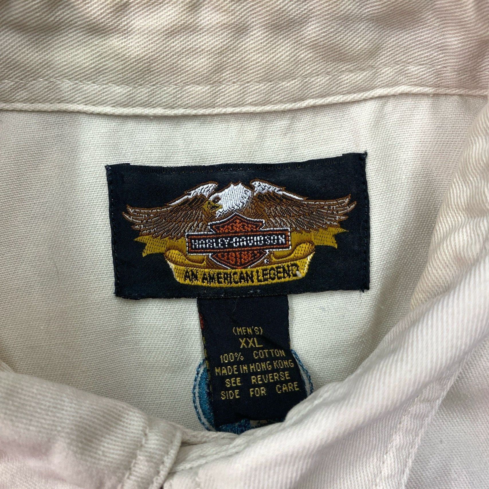 Harley Davidson VINTAGE Harley-Davidson Button-Up Shirt 2XL Beige Long Sleeve Mens Casual Button-Down Collared Pocket Cotton Size US XXL / EU 58 / 5 - 7 Thumbnail