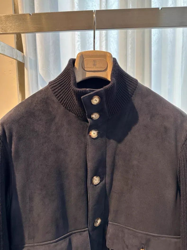Brunello Cucinelli Brunello Cucinelli Men's notched collar button leather jac Size US XS / EU 42 / 0 - 2 Thumbnail