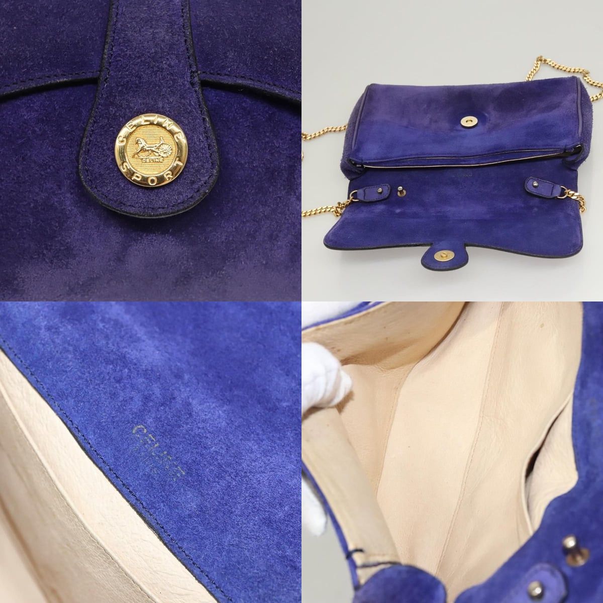 Celine CELINE Chain Shoulder Bag Suede Purple Size ONE SIZE - 11 Thumbnail