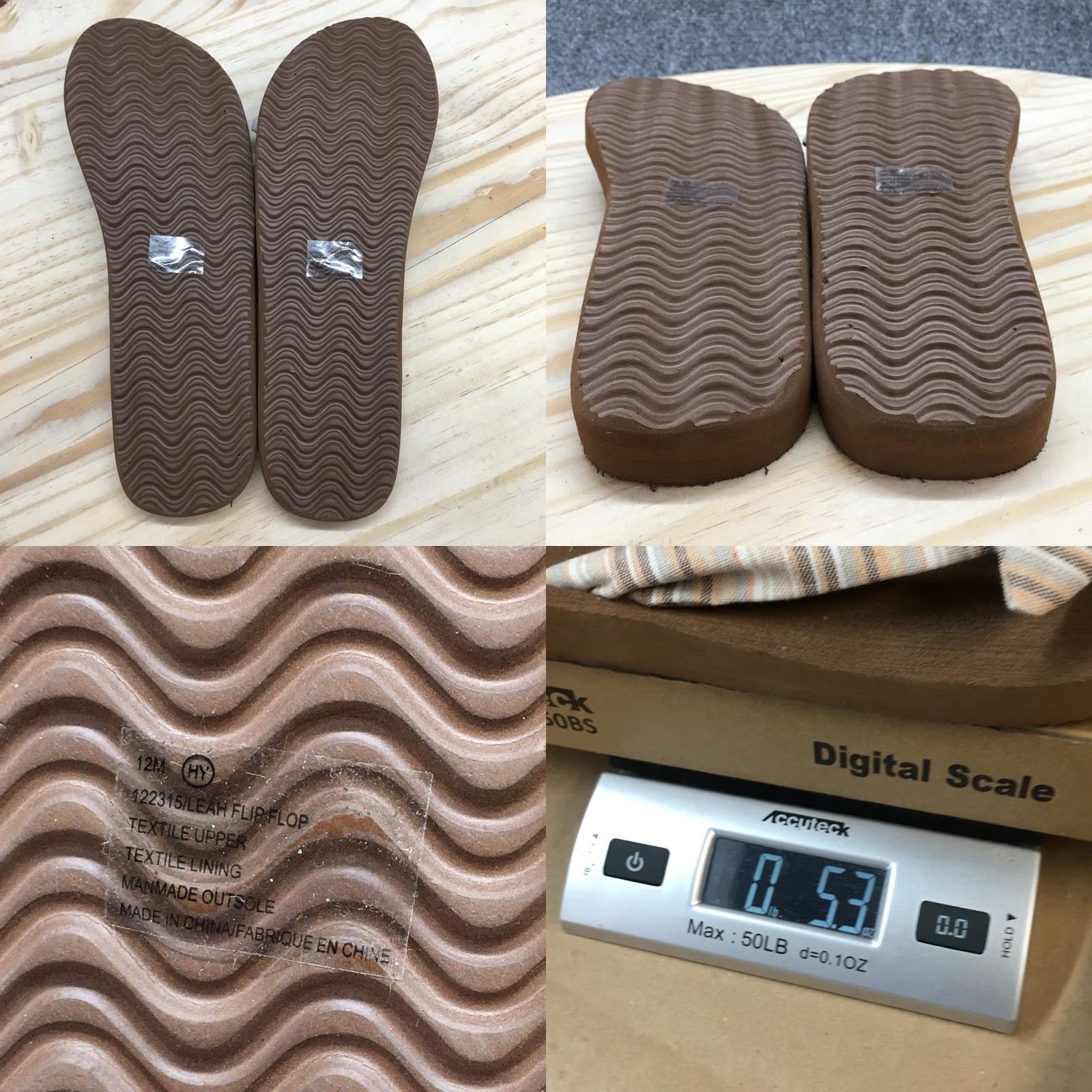 Vintage Maurices Sandals Womens 12 M Leah Flip Flop Beige Striped Toe-Post Comfort NEW Size US 12 / IT 42 - 9 Thumbnail