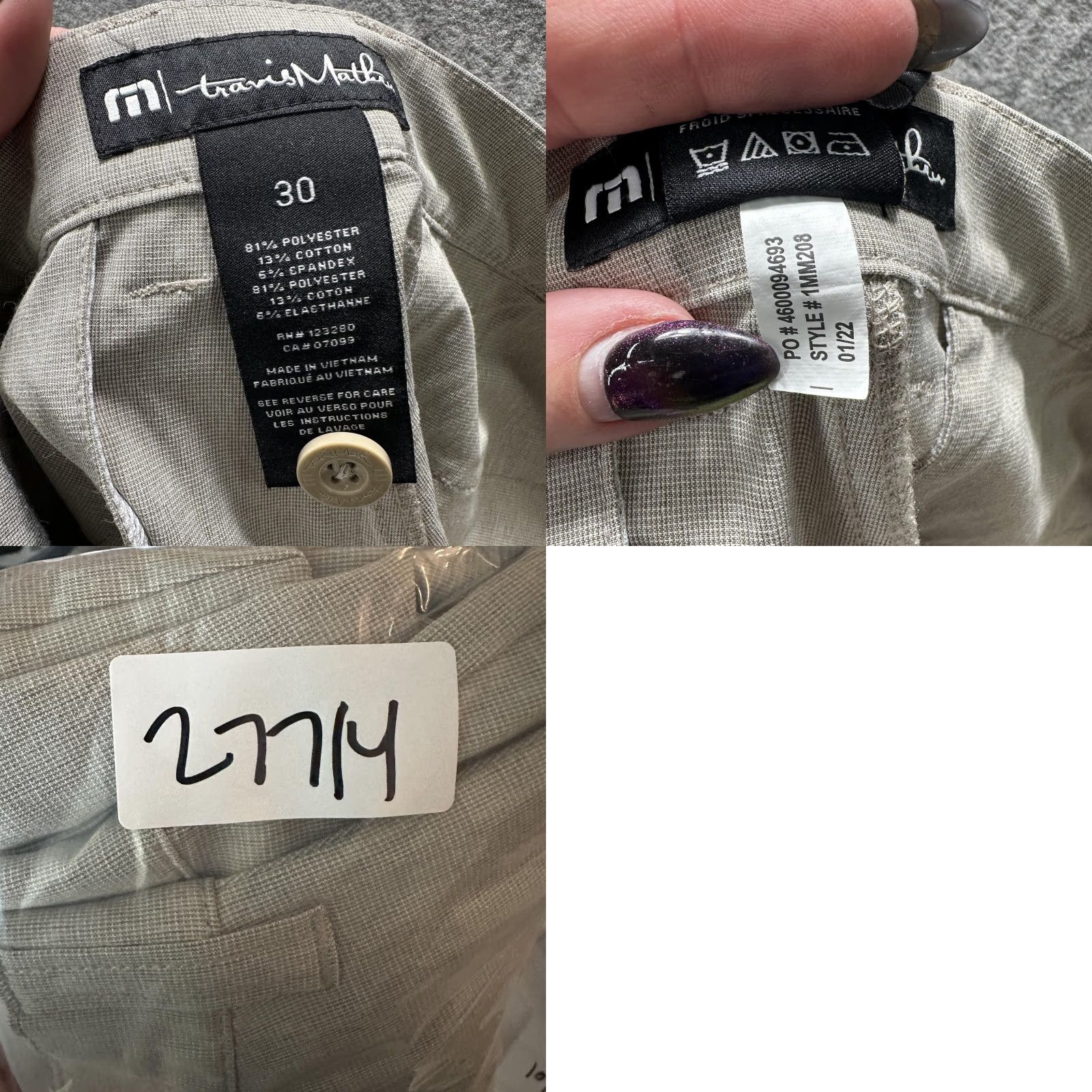 TravisMathew Travis Mathew Shorts Mens 30 Gray Check Chino Golf Stretch Casual 10 Inseam Size US 30 / EU 46 - 10 Thumbnail