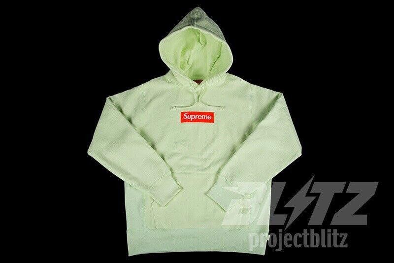 Supreme FW17 SUPREME BOX LOGO HOODED SWEATSHIRT HOODIE PALE LIME L 
