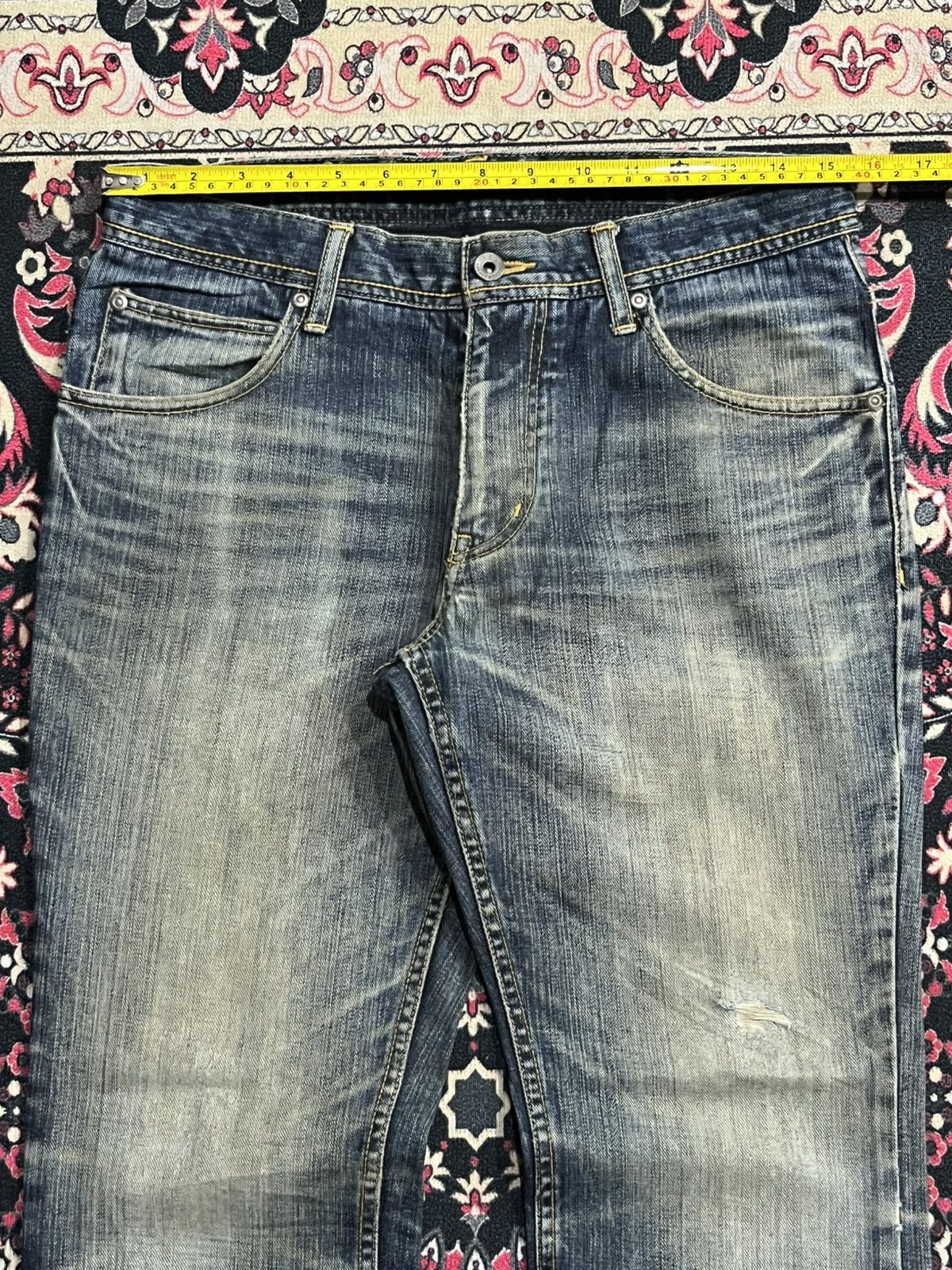 Atelier New Regime Atelier Sab Men Rusty Blue Faded Washed Panel Line Jeans Size US 30 / EU 46 - 12 Thumbnail