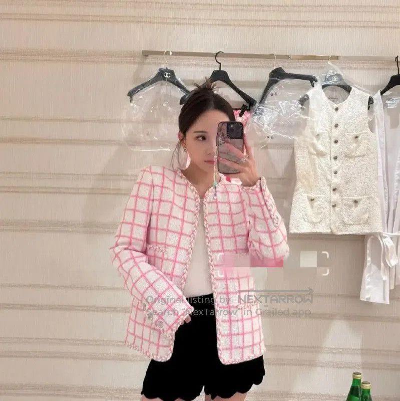 Chanel Chanel Pink Checked Women's Coat . Size XXS / US 00 / IT 34 - 8 Thumbnail