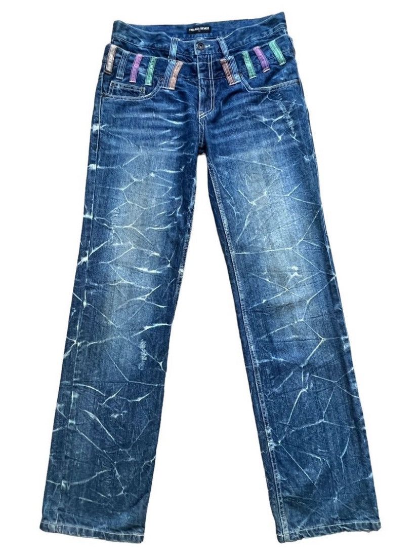 Japanese Brand Nylaus Double Waist Distressed Denim Jeans 34x30 Size US 34 / EU 50 - 2 Thumbnail