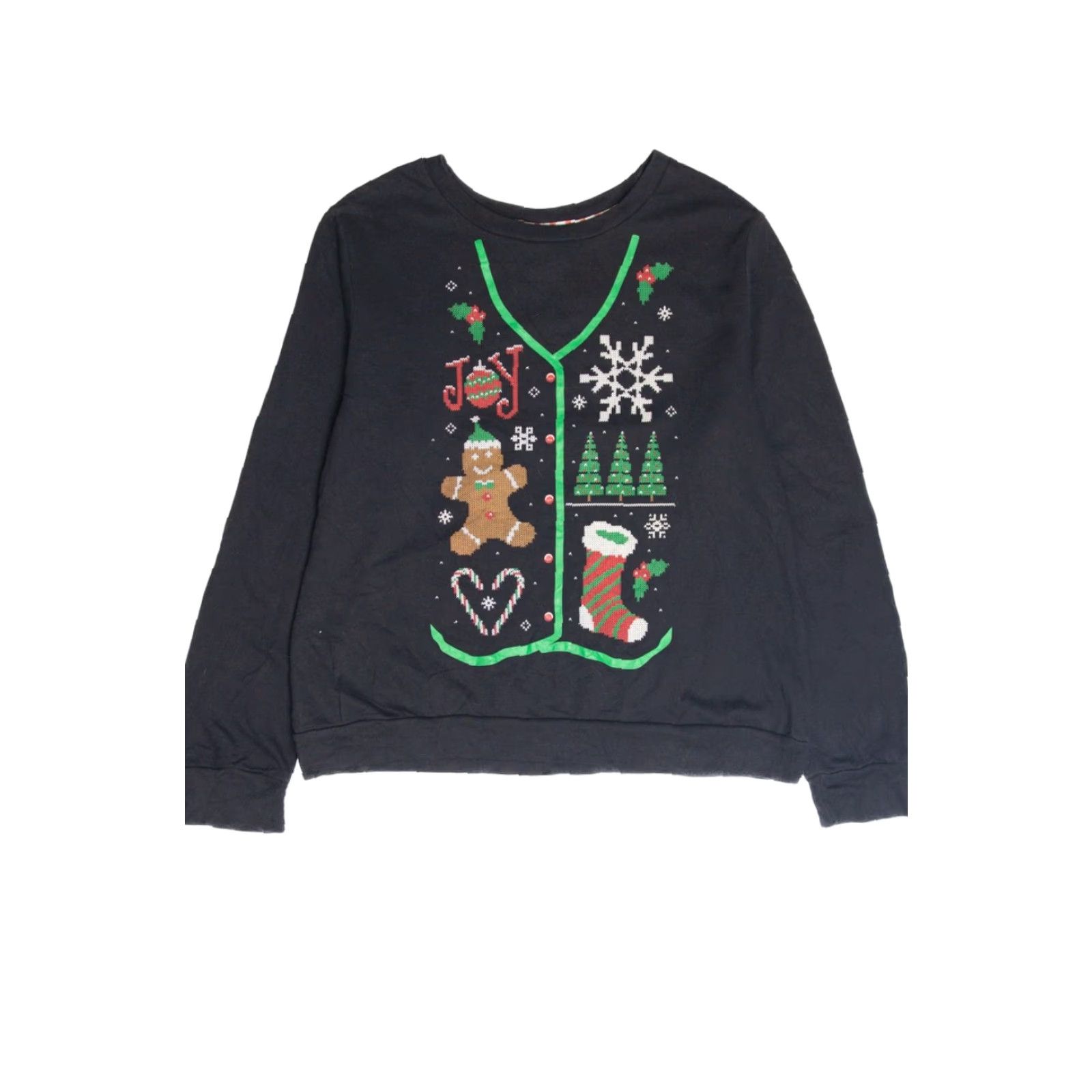 Vintage VINTAGE Holiday Time Cardigan Graphic Sweatshirt Shirt Mens XL Black Cotton Polyester Size XL / US 12-14 / IT 48-50 - 2 Thumbnail