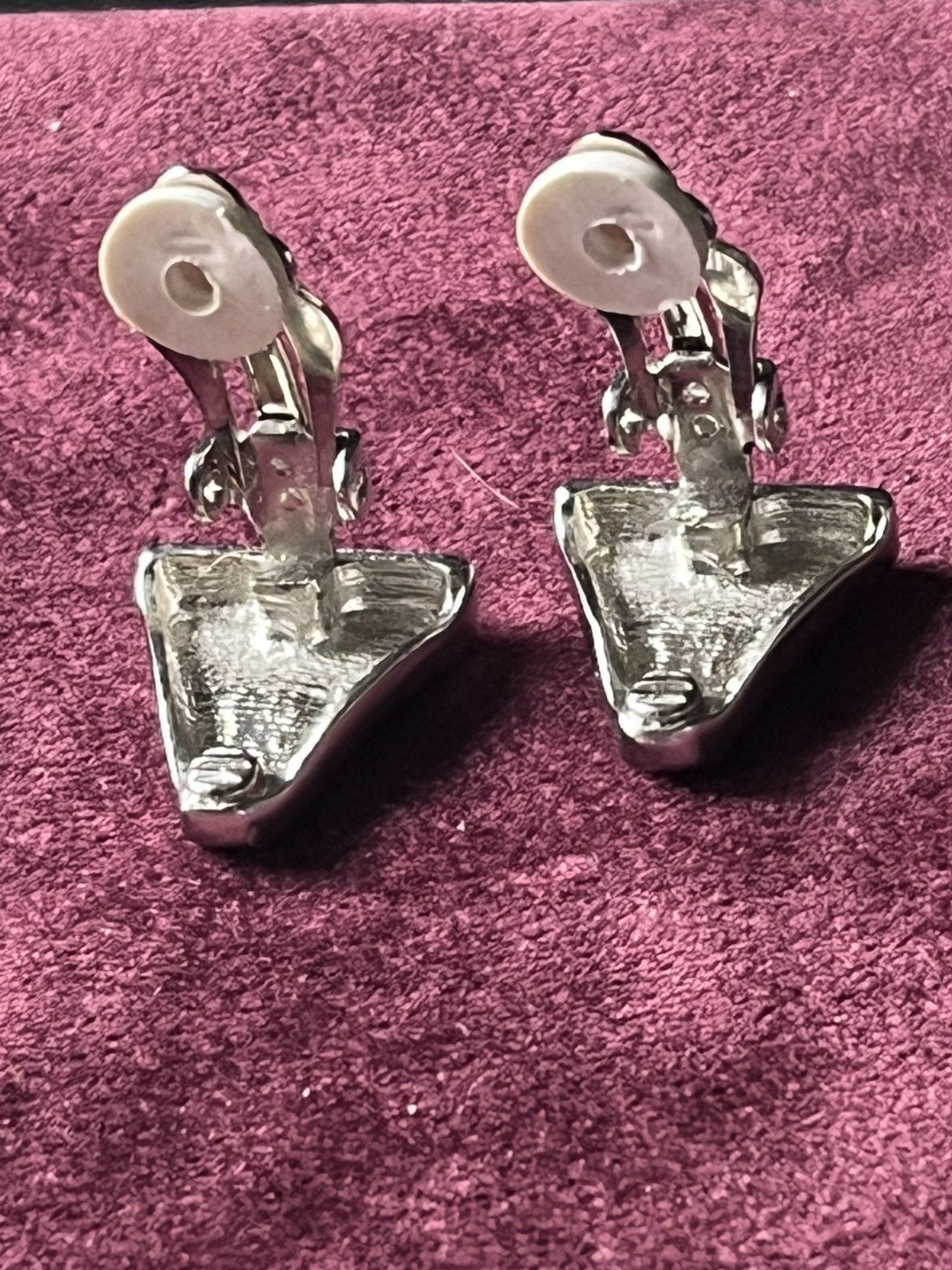Other Modernist Silver Tone Triangle Geometric Clip Earrings 80s Size ONE SIZE - 3 Thumbnail