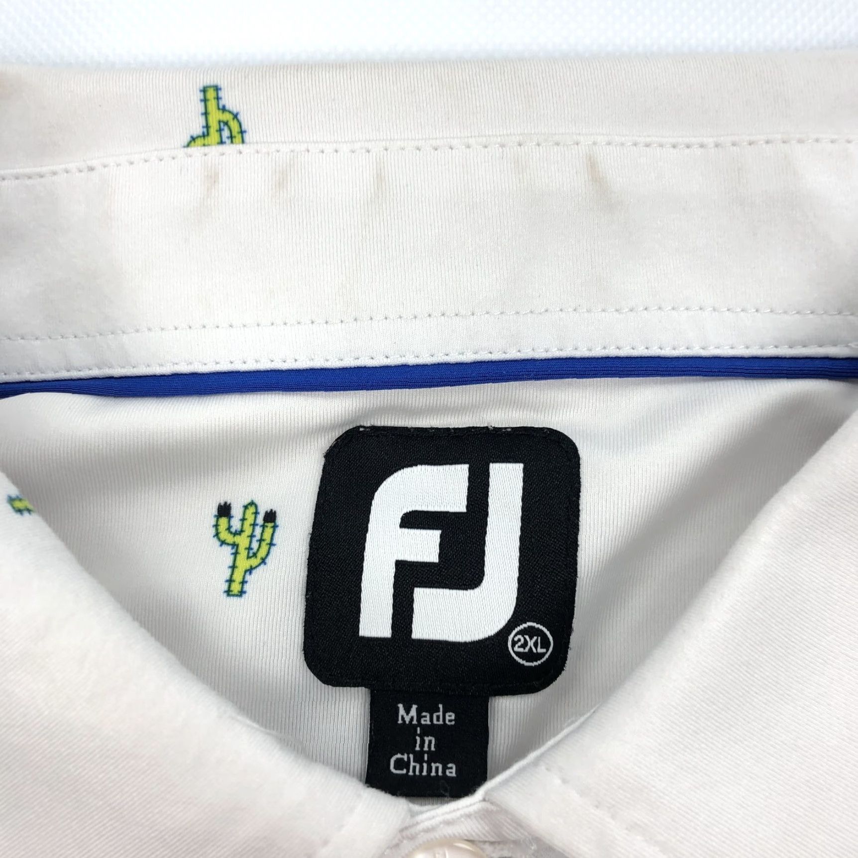 Footjoy FootJoy Polo Shirt Men 2XL White Cactus Print Golf Performance Breathable Moisture Wicking Short Sleeve Shirt Mens Size US XXL / EU 58 / 5 - 4 Thumbnail