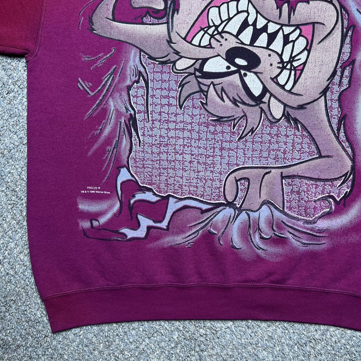 Warner Bros Vintage 1995 Taz Tasmanian Devil Looney Tunes Sweatshirt Size US XL / EU 56 / 4 - 8 Thumbnail