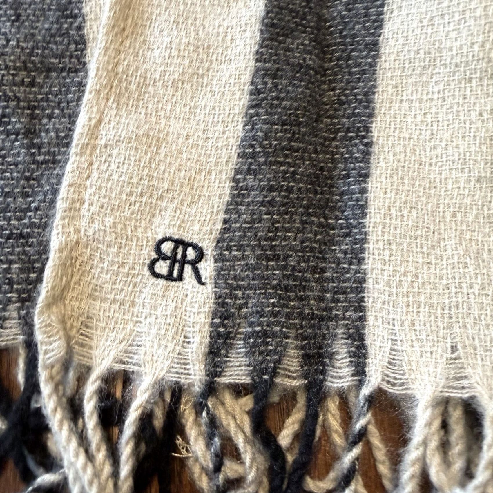 Banana Republic Banana Republic Wrap Erin Plaid One Size Fits All Poncho Shawl/Wrap Womens Plaid Beige Black Tan Fringe New Size ONE SIZE - 5 Thumbnail