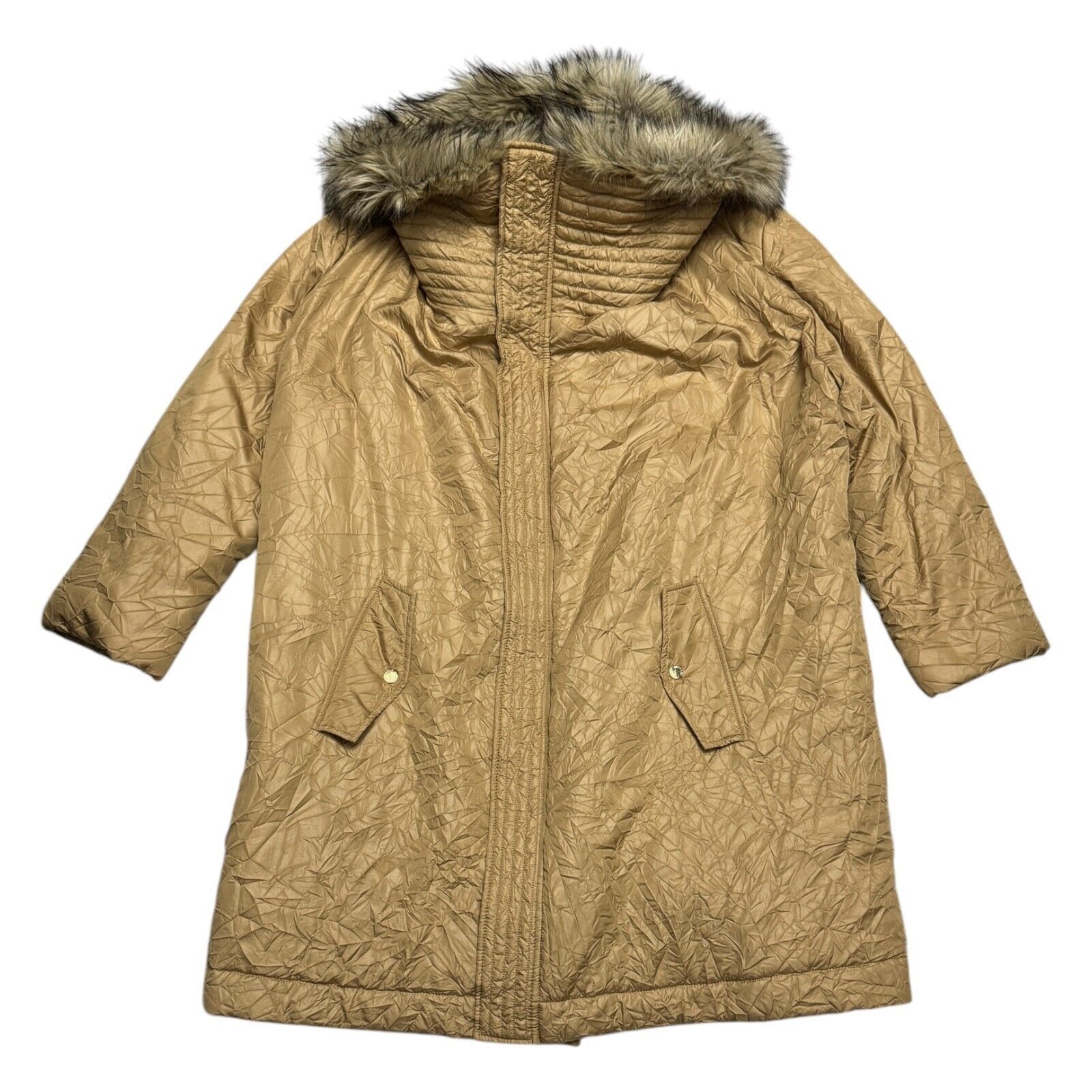 Michael Kors MICHAEL KORS Faux Fur CRINKLED Winter Parka Long Coat 2X Size XXL / US 16-18 / IT 52-54 - 4 Thumbnail