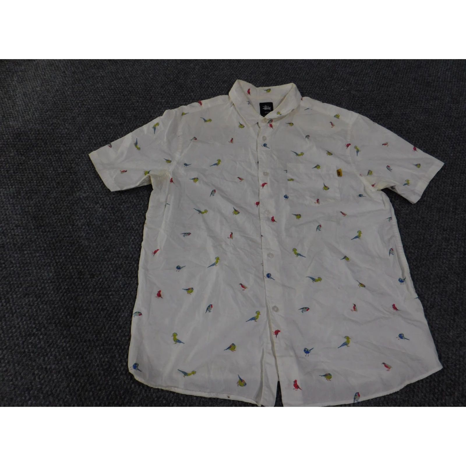 Vintage Stussy Shirt Mens Medium White Parrot Bird Print Button Up Short Sleeve Casual Size US M / EU 48-50 / 2 - 3 Thumbnail