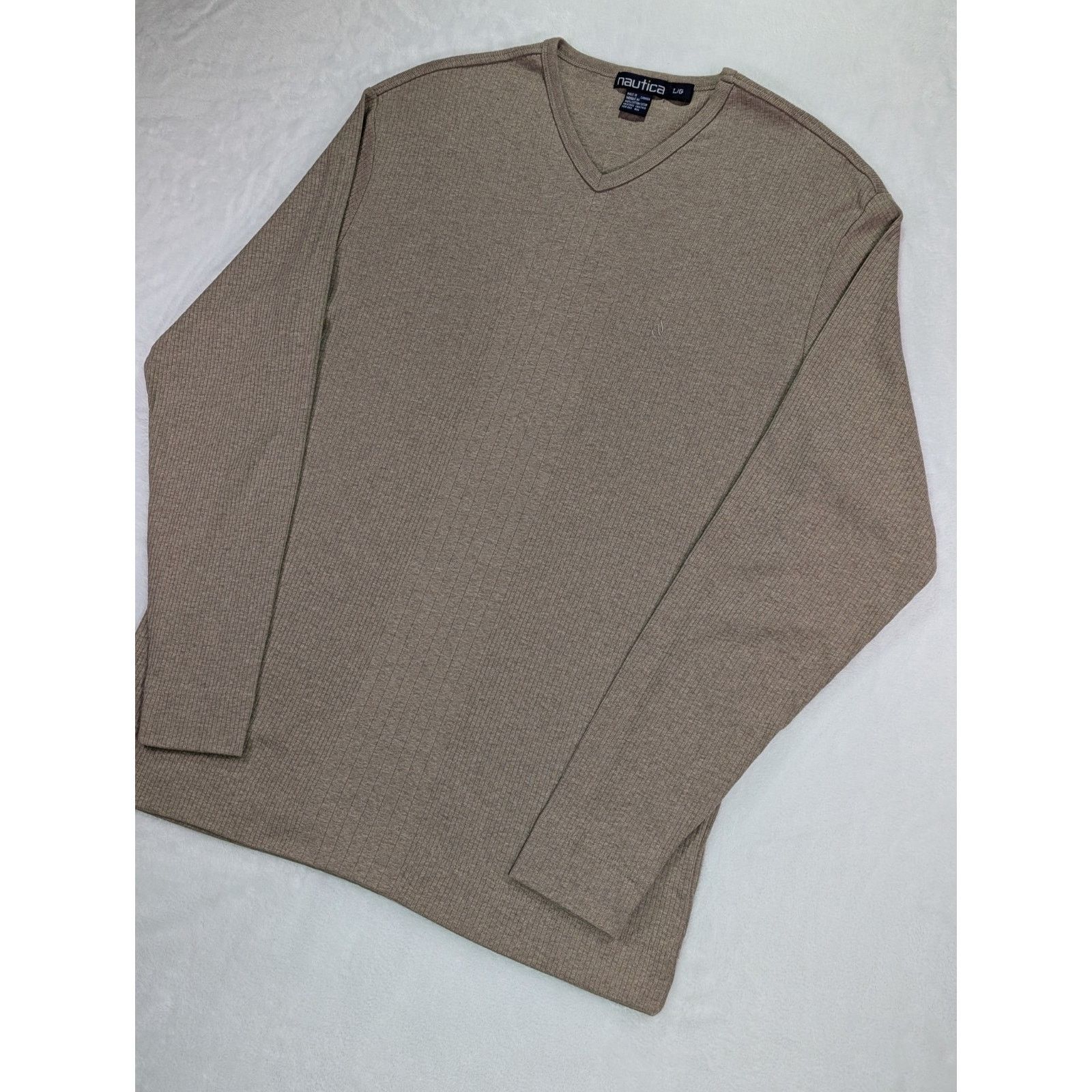 Nautica Large Tan Navtech Performance Classic-Fit Soft VNeck Sweater Size US L / EU 52-54 / 3 - 3 Thumbnail