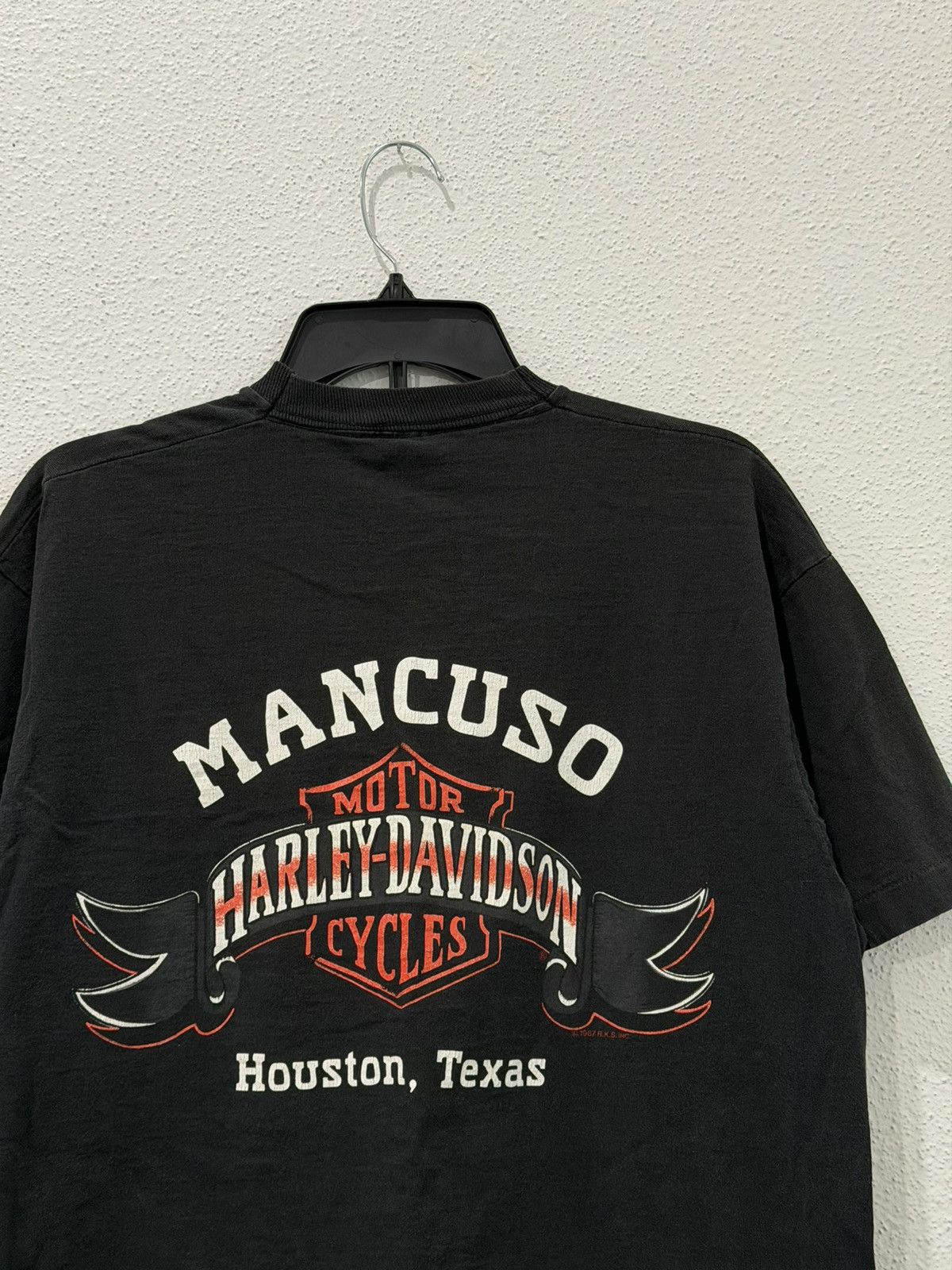 Harley Davidson Vintage 80s Harley Davidson Mancuso Houston TX 1987 FOTL Tee Size US XL / EU 56 / 4 - 2 Thumbnail