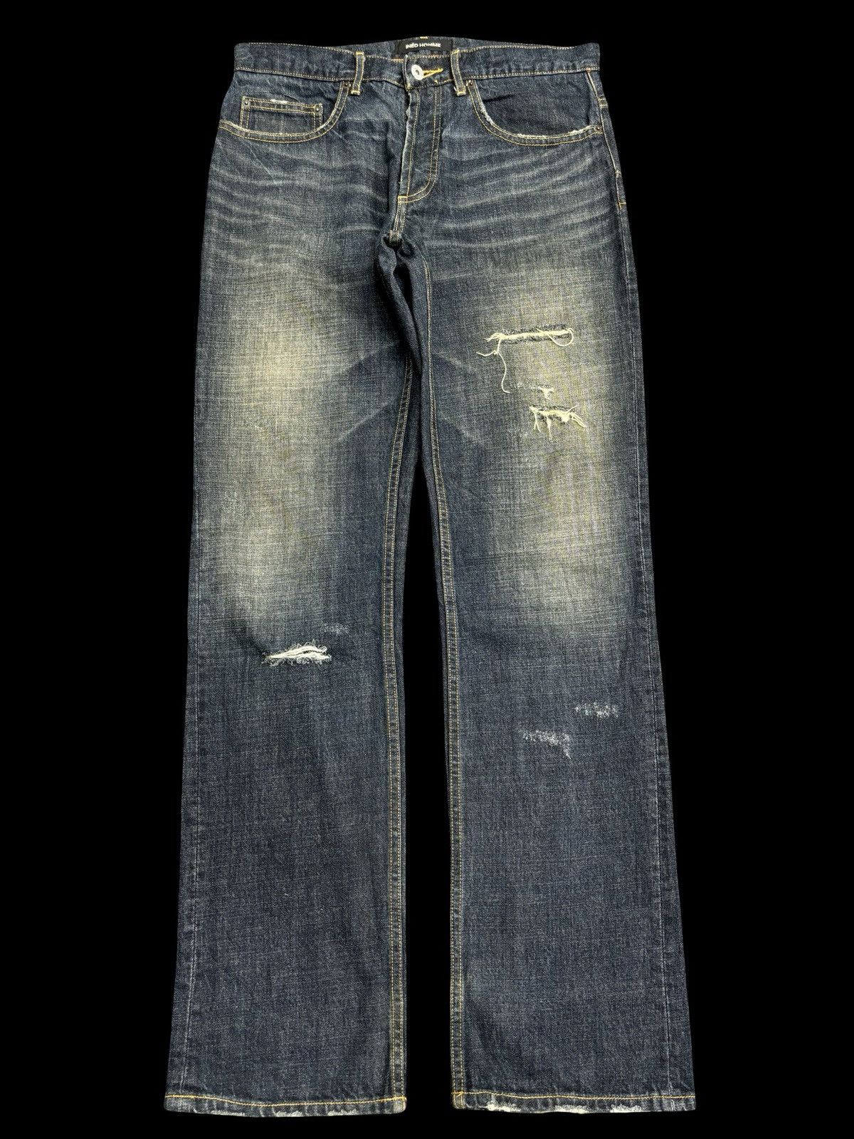 Designer 💥Designer💥Archival Ined Homme Distressed Denim F510 Size US 33 - 1 Thumbnail