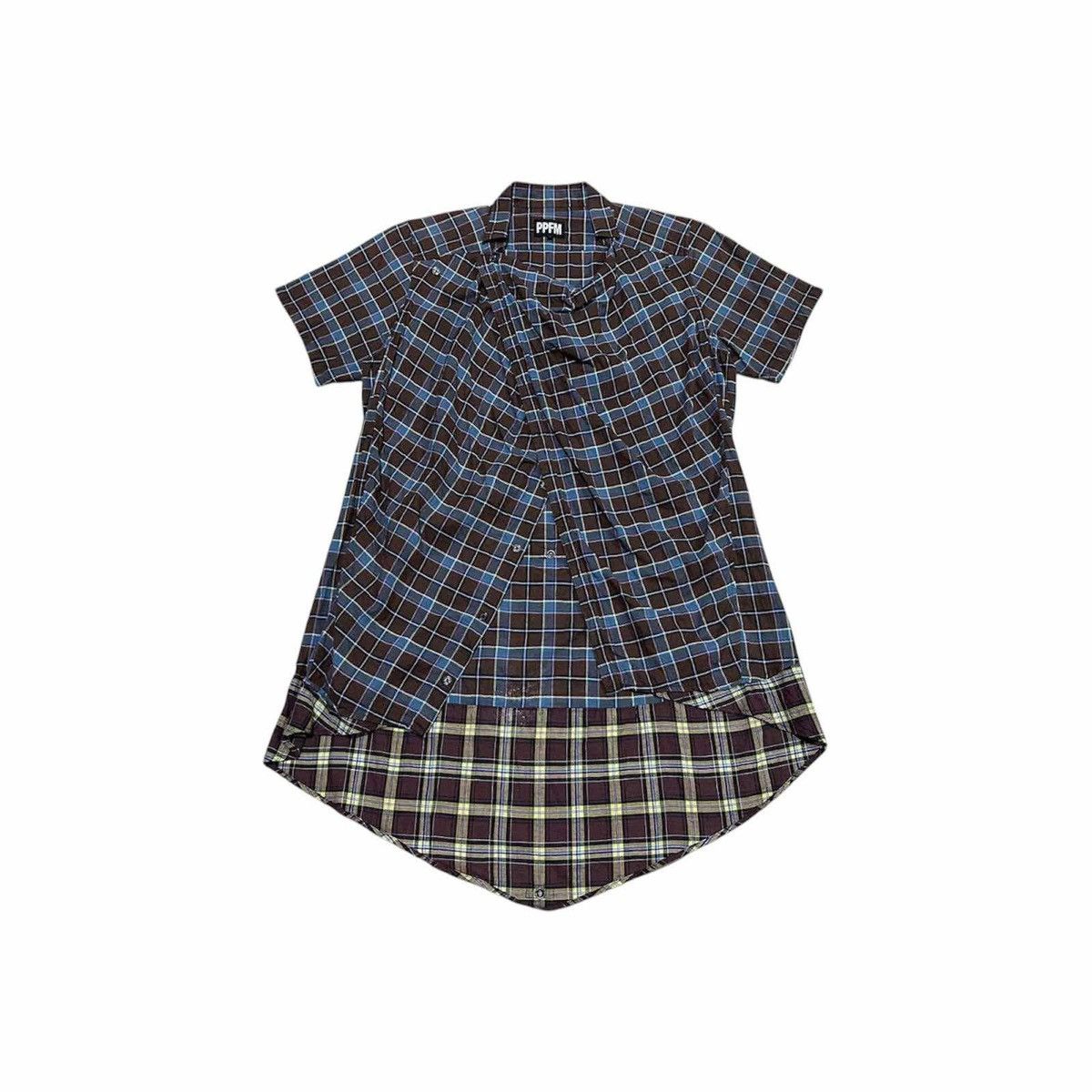 PPFM 🔥Sick Y2K PPFM Draped Asymmetric Flannel Shirt Size US L / EU 52-54 / 3 - 1 Thumbnail