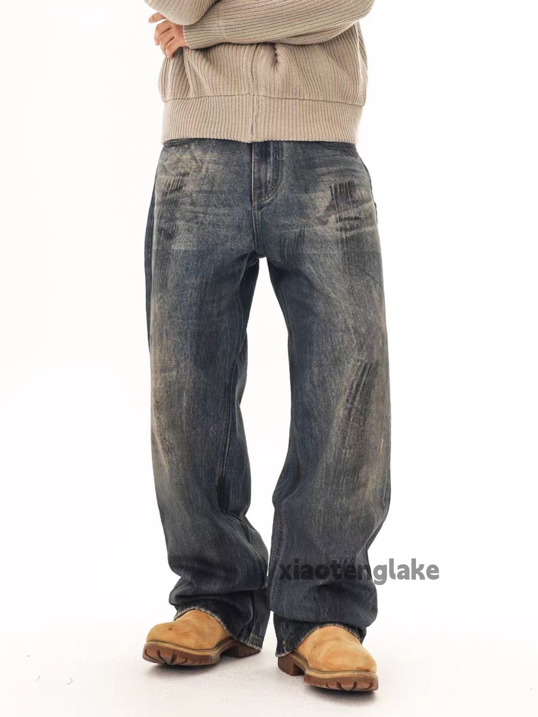 Jean × Vintage Washed faded unisex rusty punk grunge paint stain jeans Size US 30 / EU 46 - 3 Thumbnail