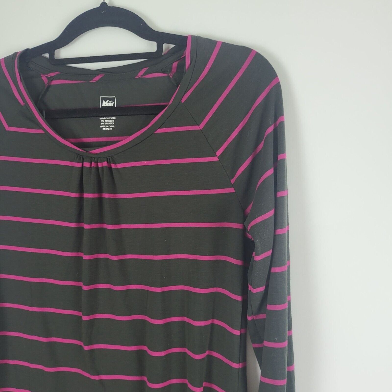 Rei REI Top M Womens Long Roll Tab Sleeve Brown Pink Striped Size M / US 6-8 / IT 42-44 - 3 Thumbnail