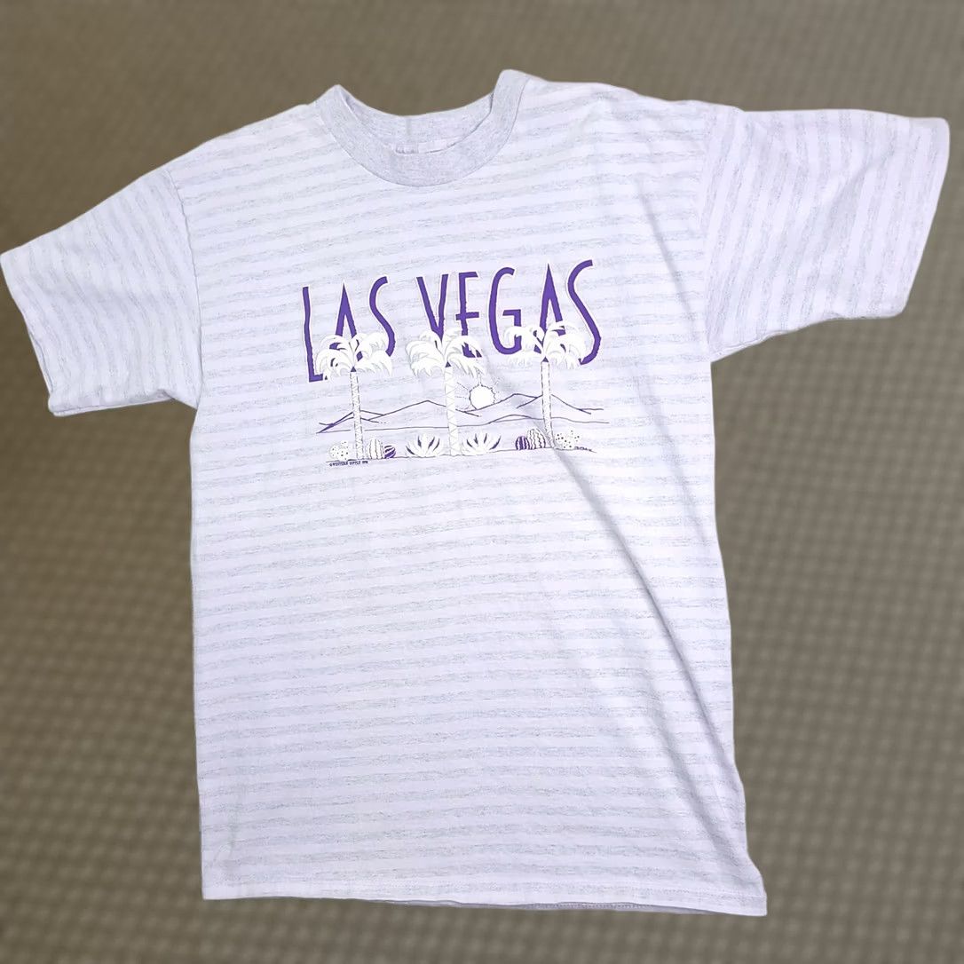 Vintage VINTAGE 80s Miller Las Vegas T Shirt Adult XL Purple Desert Cactus Palm Trees Stripe Mens Size US XL / EU 56 / 4 - 1 Thumbnail
