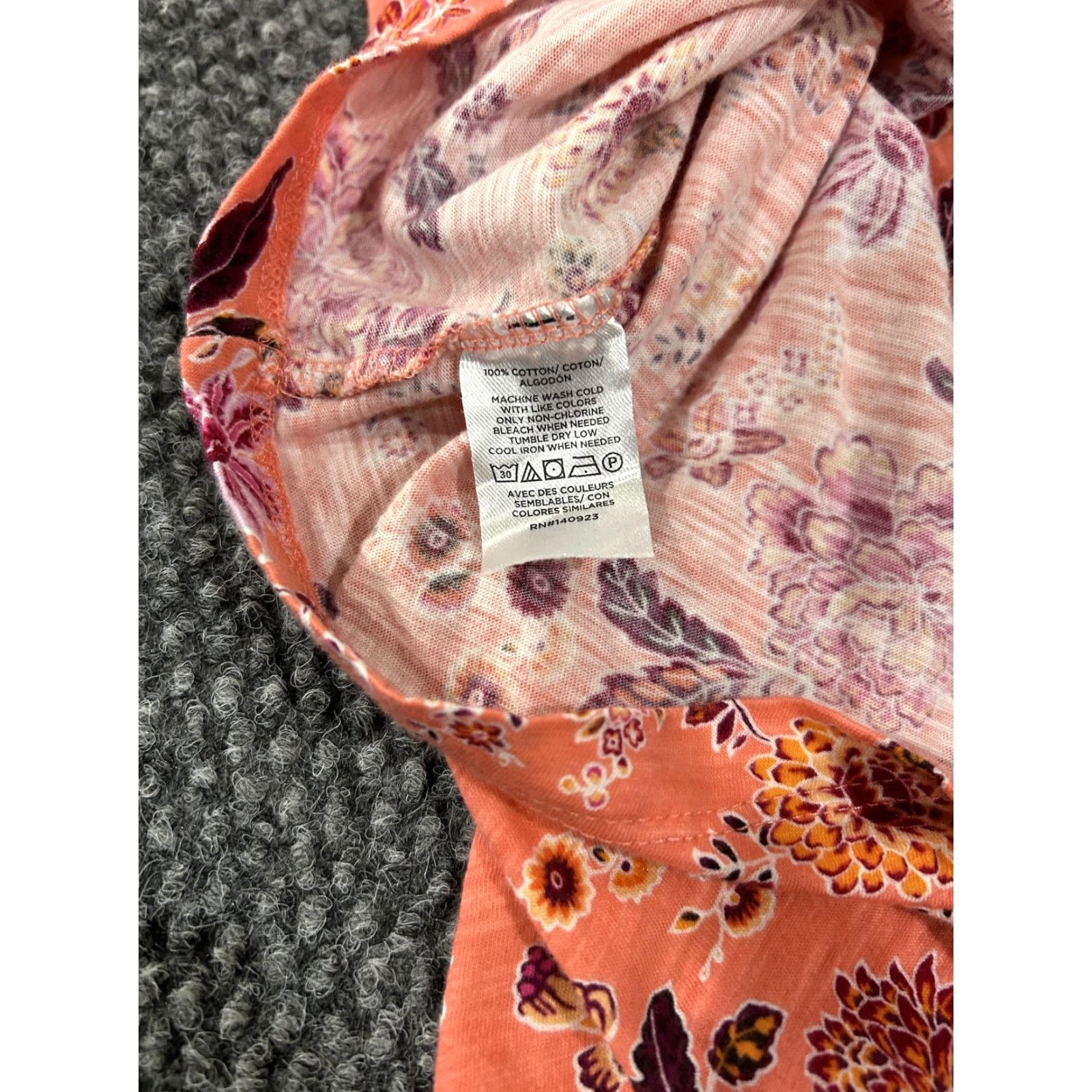 Loft Loft Shirt Womens Medium Orange Floral V-Neck Short Sleeve Cotton Tee Top Size M / US 6-8 / IT 42-44 - 7 Thumbnail