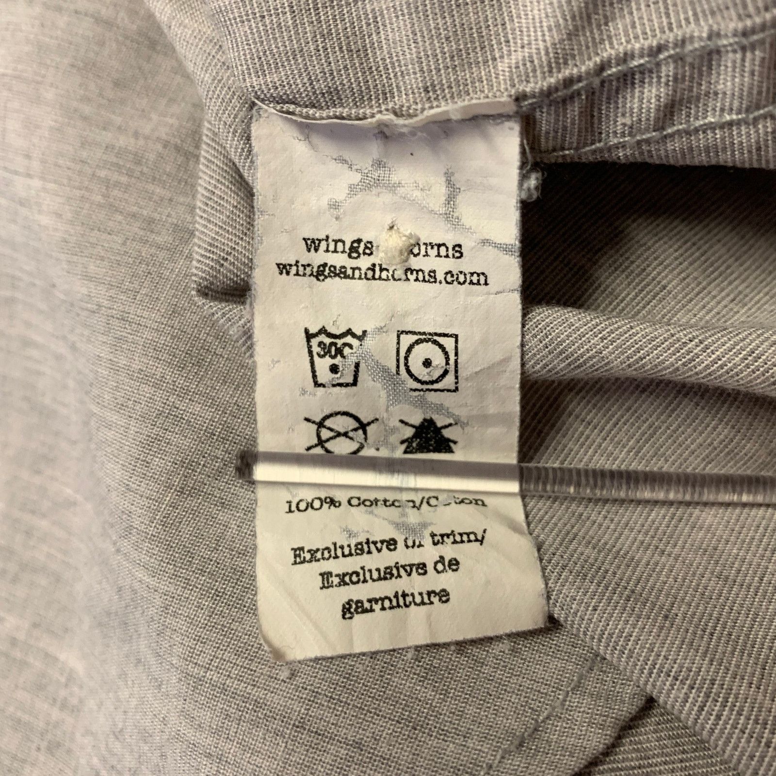 Wings + Horns WINGS and HORNS XL Grey Heather Band Collar S/S Shirt Size US XL / EU 56 / 4 - 6 Thumbnail