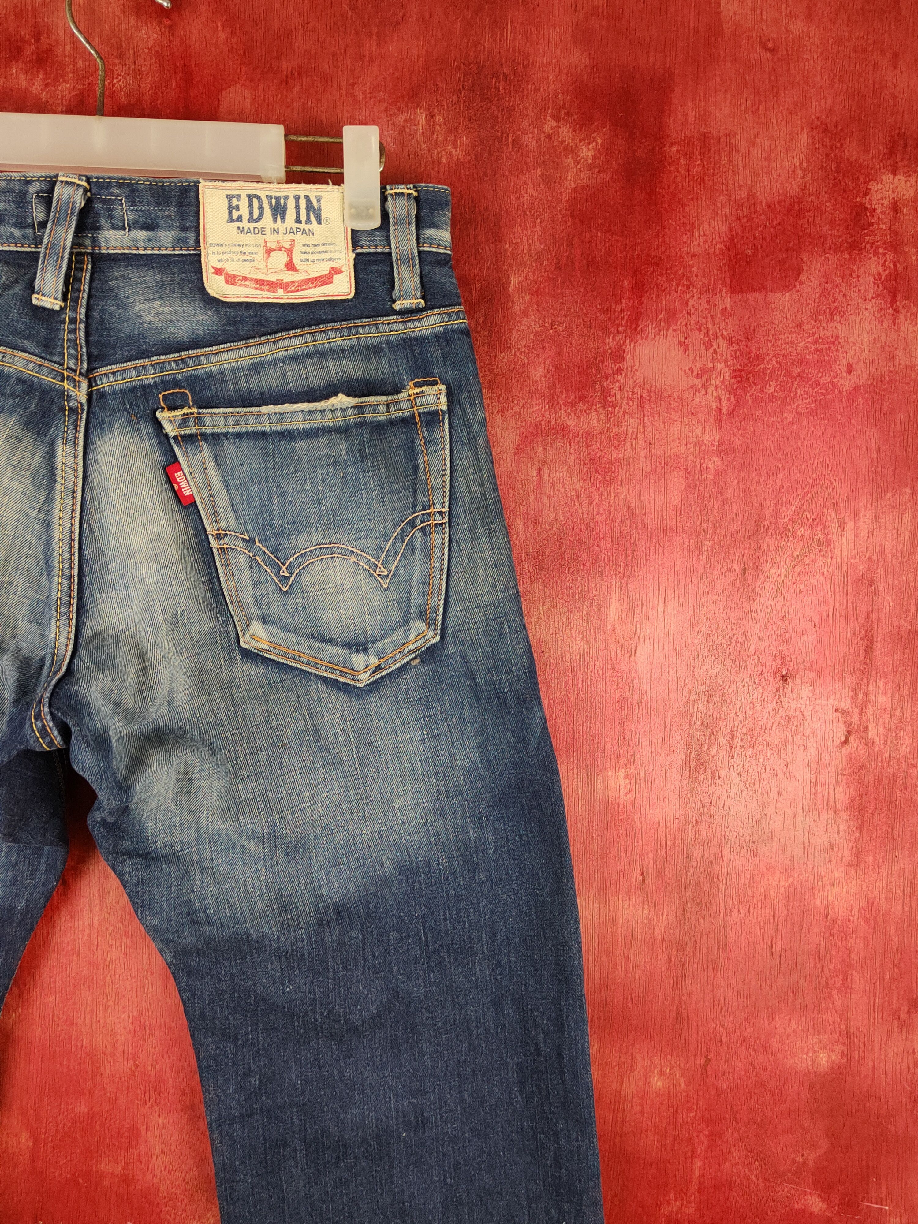 Edwin Edwin Dark faded vtg Distressed ripped jeans Denim #S1485 Size US 31 - 12 Thumbnail