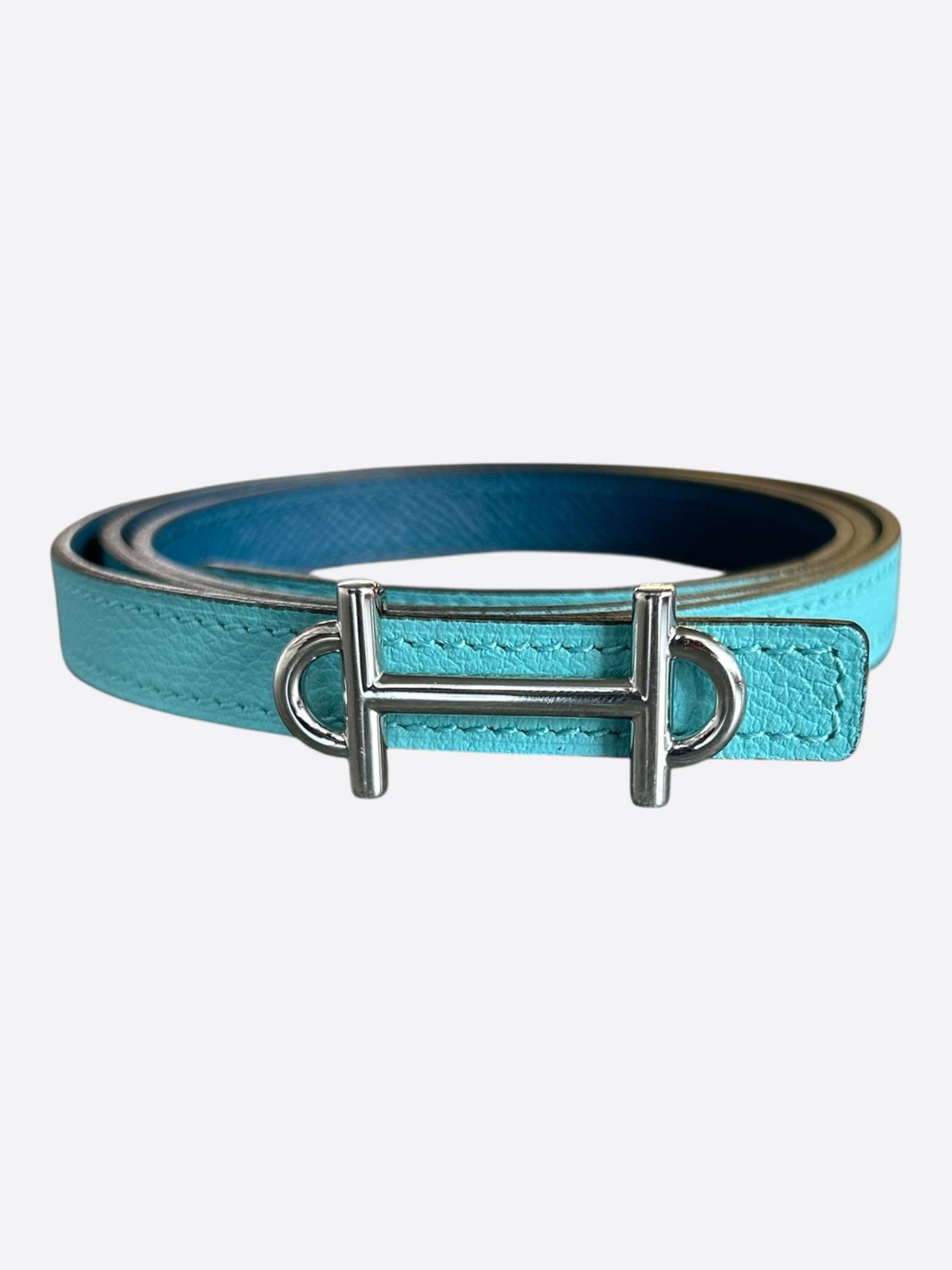 Hermes Hermes Blue & Navy Palladium Gamma Reversible Belt Size 30 - 1 Thumbnail