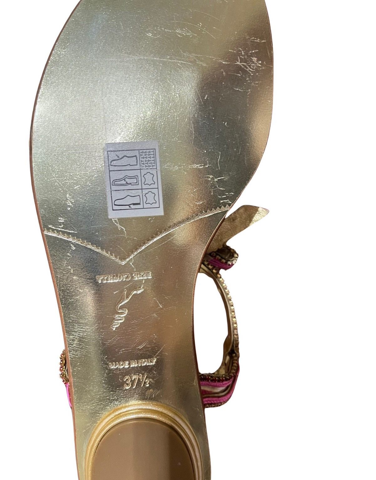 Rene Caovilla Rene Caovilla Gold & Pink Bow-Embellished Sandals Size US 7.5 / IT 37.5 - 6 Thumbnail